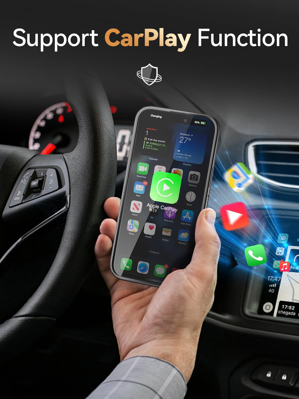 Newdery Battery Case For Iphone 16 Pro 5000Mah, Carplay,Wired Headset,Sync-Data Supported, Portable Rechargeable Charger Chargin