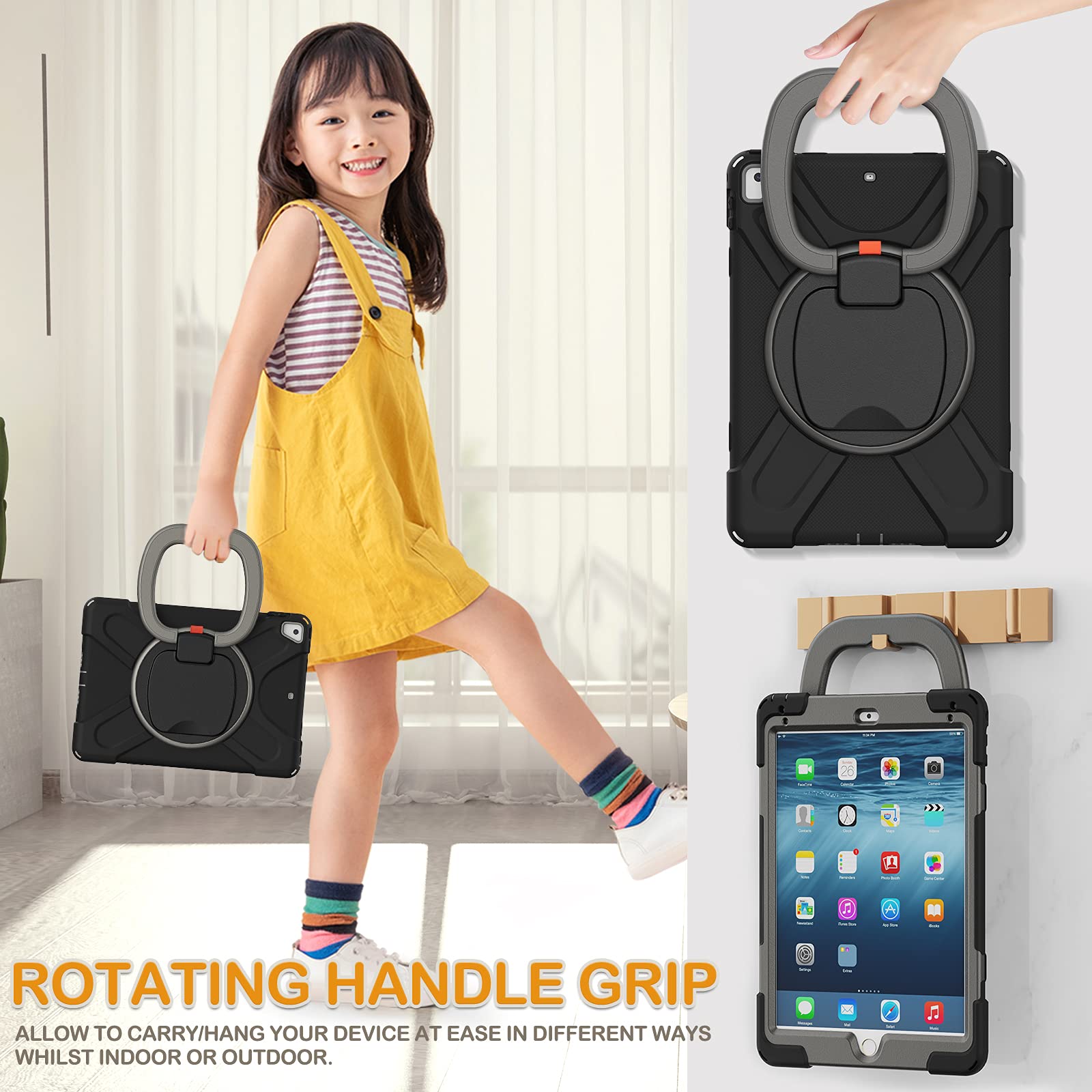 Braecn Case For Ipad 9.7 Inch 6Th/5Th Generation 2018/2017, Ipad Air 2, 3 Layer Protective Silicone Cover With Pencil Holder/Han