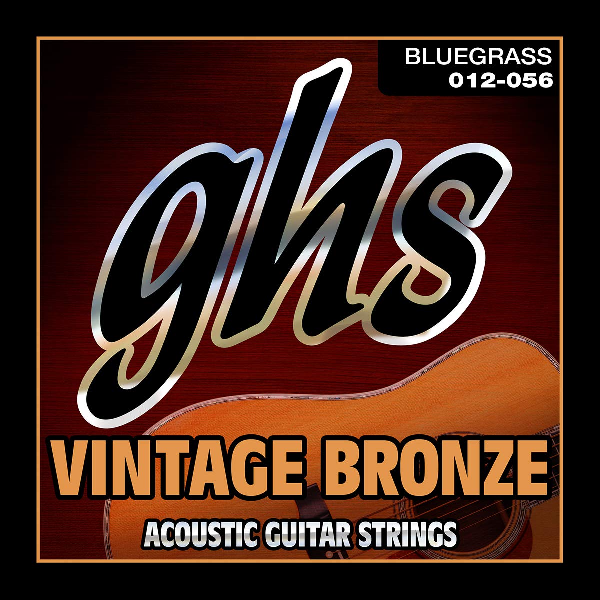 GHS Strings - VN-B SET - VINTAGE BRONZE Acoustic Guitar Strings, 6 Set, Bluegrass Gauging (12-56)