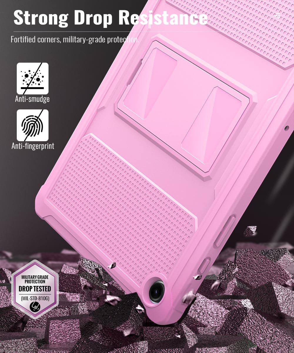 MoKo Case Fit Galaxy Tab A9 Plus 11 Inch 2023 (SM X210/X216/X218), Shockproof Full Body Rugged Stand Back Cover Built in Screen Protector Fit Galaxy Tab A9+ 11' 2023, Flowers Pink