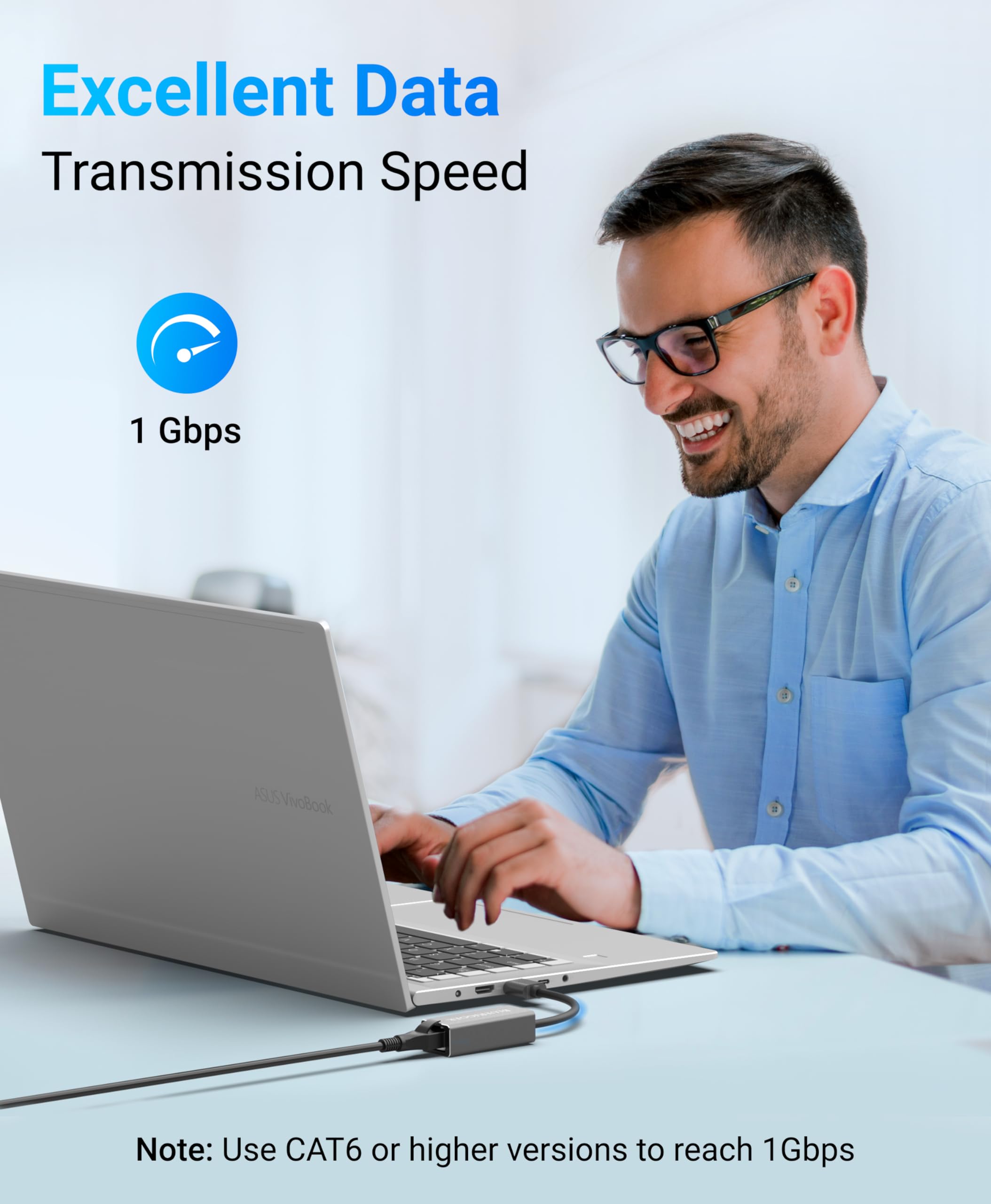 Bluerigger Usb 3.0 To Ethernet Adapter (1000Mbps, Gigabit Usb A Ethernet Converter, Rj45 Lan Network Adapter)   Compatible With