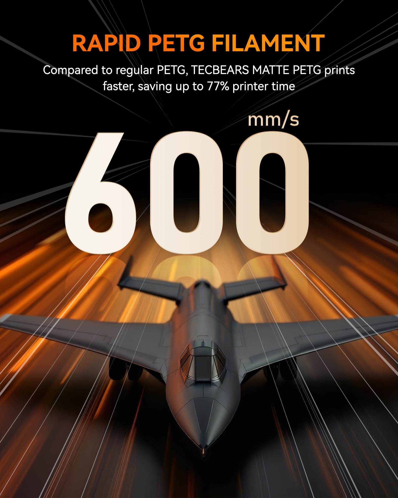 Tecbears Rapid Petg Filament Bundle,High Speed 3D Printer Filament, High Toughness Matte Petg, 250G Each Spool, 8 Pack, Black+Wh