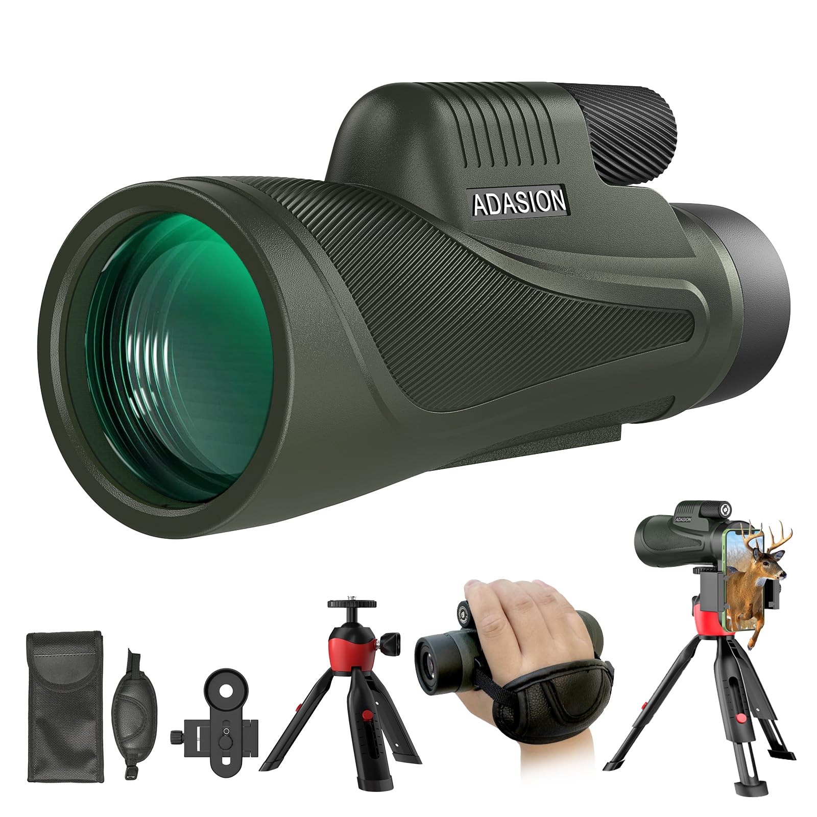 12x56 HD Monocular Telescope High Powered for Adults with Smartphone Adapter, High Powered Monocular Scope with Clear Low Light