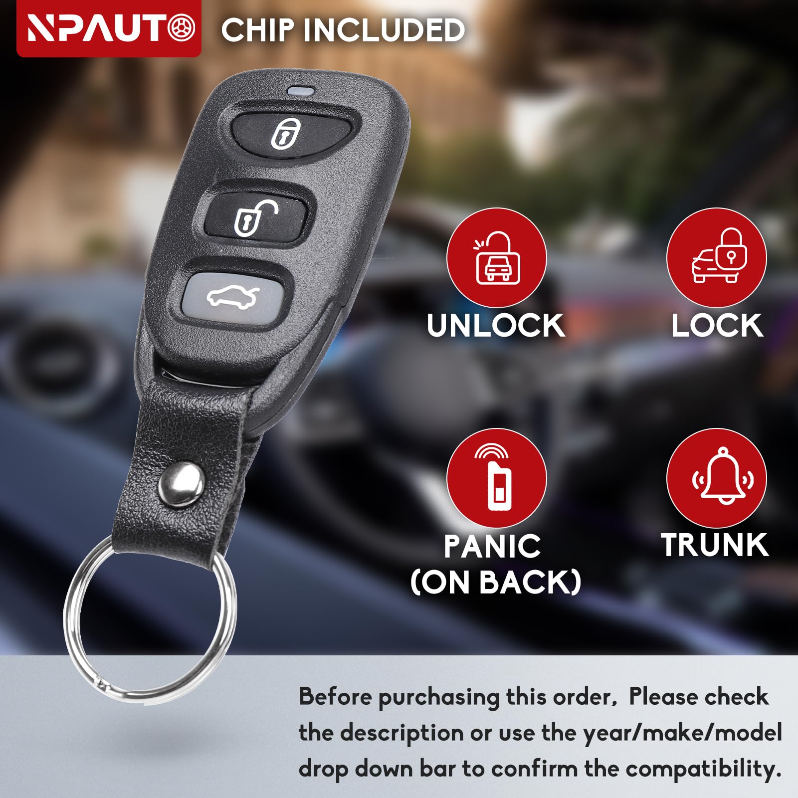 Npauto Key Fob Replacement For Hyundai Sonata 2011 2012 2013 2014 2015 Keyless Entry Remote Control Car Key Fobs (Osloka 950T, 4