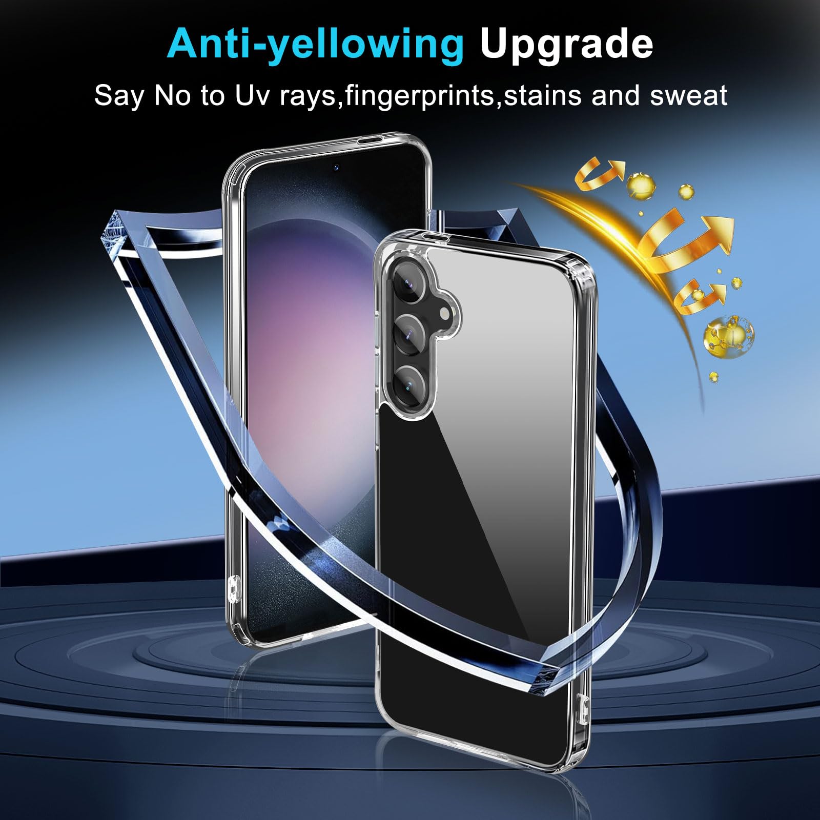 Janmitta Compatible With Samsung Galaxy S24 Case With Screen Protector[2 Pack],Slim Fit Thin Transparent Rugged Tough Hard Cover