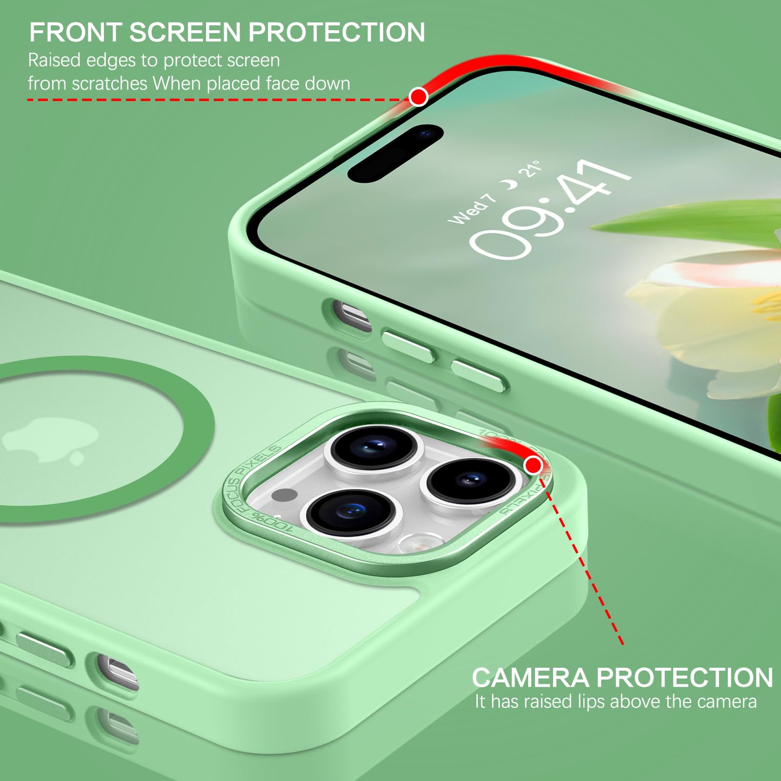 Bentoben Magnetic For Iphone 13 Pro Case, [Compatible With Magsafe] Translucent Matte Slim Shockproof Women Men Girl Protective