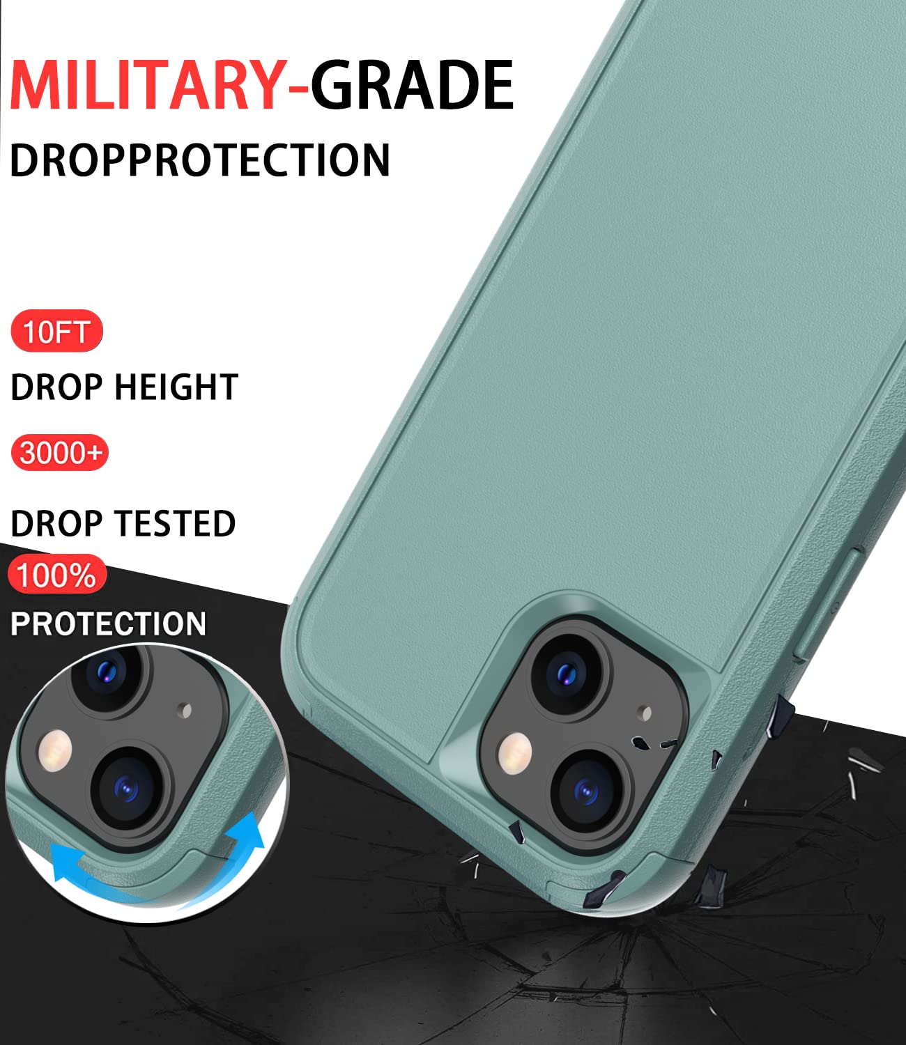Diverbox For Iphone 13 Case [Shockproof] [Dropproof] [Dust Proof],Heavy Duty Protection Phone Case Cover For Apple Iphone 13 (Pi