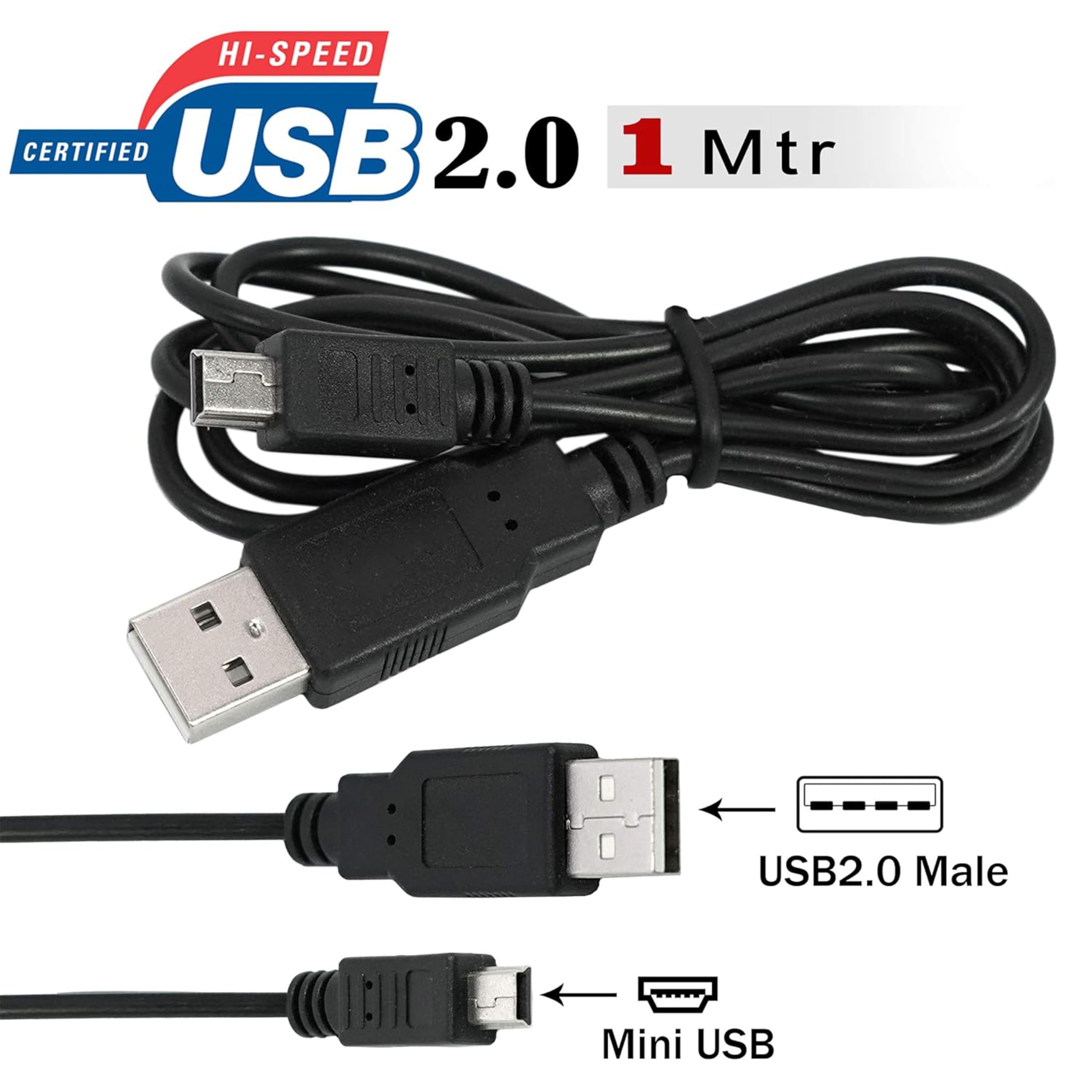 Saitech It Usb 2.0 A To Mini 5 Pin B Cable For External Hdds/Camera/Card Readers/Mp3 Player Black (10 Pack 3 Feet)