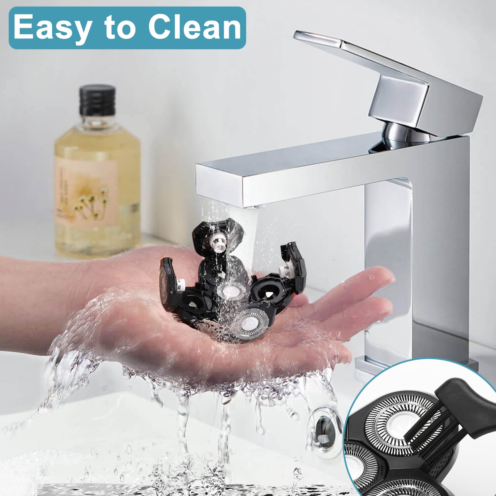 5 Men'S Electric Shaver Replacement Heads, Razor Head Shavers For Bald And Face, Shaving Beard Cutter For Men With Brush Accesso