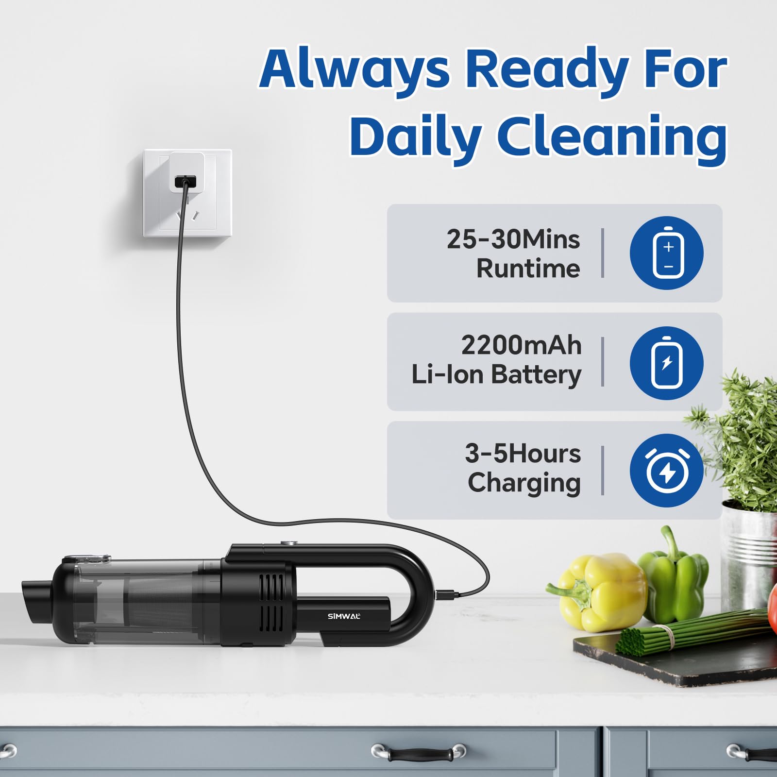 Handheld Car Vacuum Cleaner Cordless: 9500Pa Powerful Suction Portable Lightweight Hand Held Vacuum   Large Capacity Battery Las