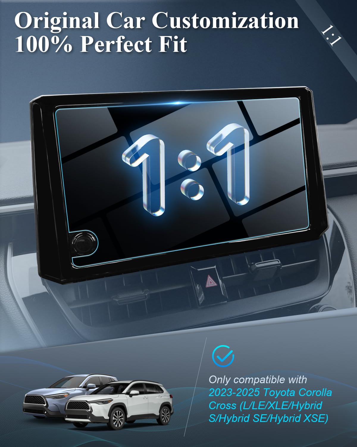 Bibibo 2Pcs 2024 2025 Corolla Screen Protector For 2023 2024 2025 Toyota Corolla /Corollacross (L/Le/Xle/Hybrid S/Hybrid Se/Hybrid Xse) 8 Inch Display, Tempered Glass [Anti Glare& Scratch Ultra Clear] Toyota Corolla Corolla Cross Accessories 2023 2025