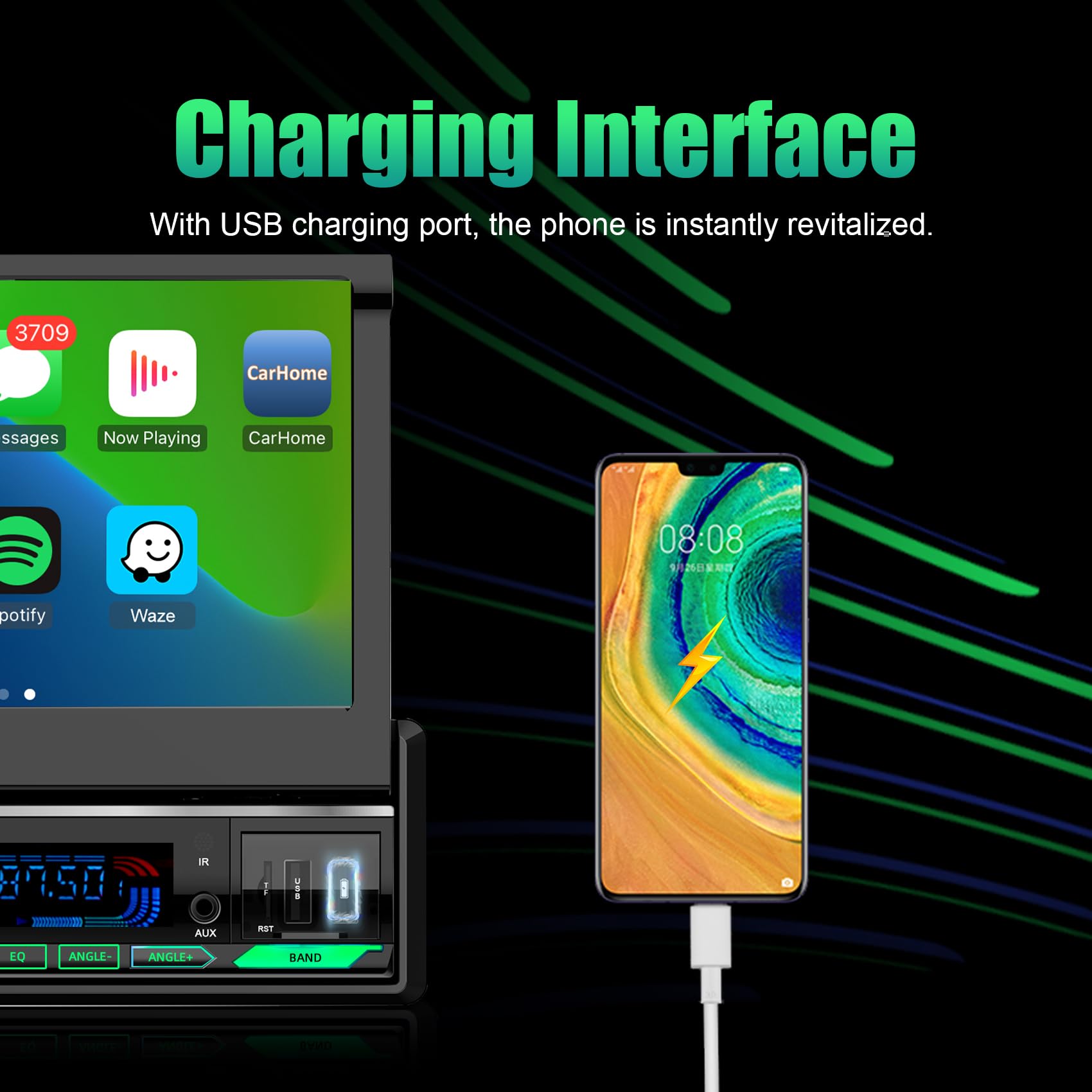 (Motorized&Hd Screen) Single Din Apple Carplay Car Stereo With Android Auto   7 Inch Flip Out Touchscreen Car Radio With Bluetoo