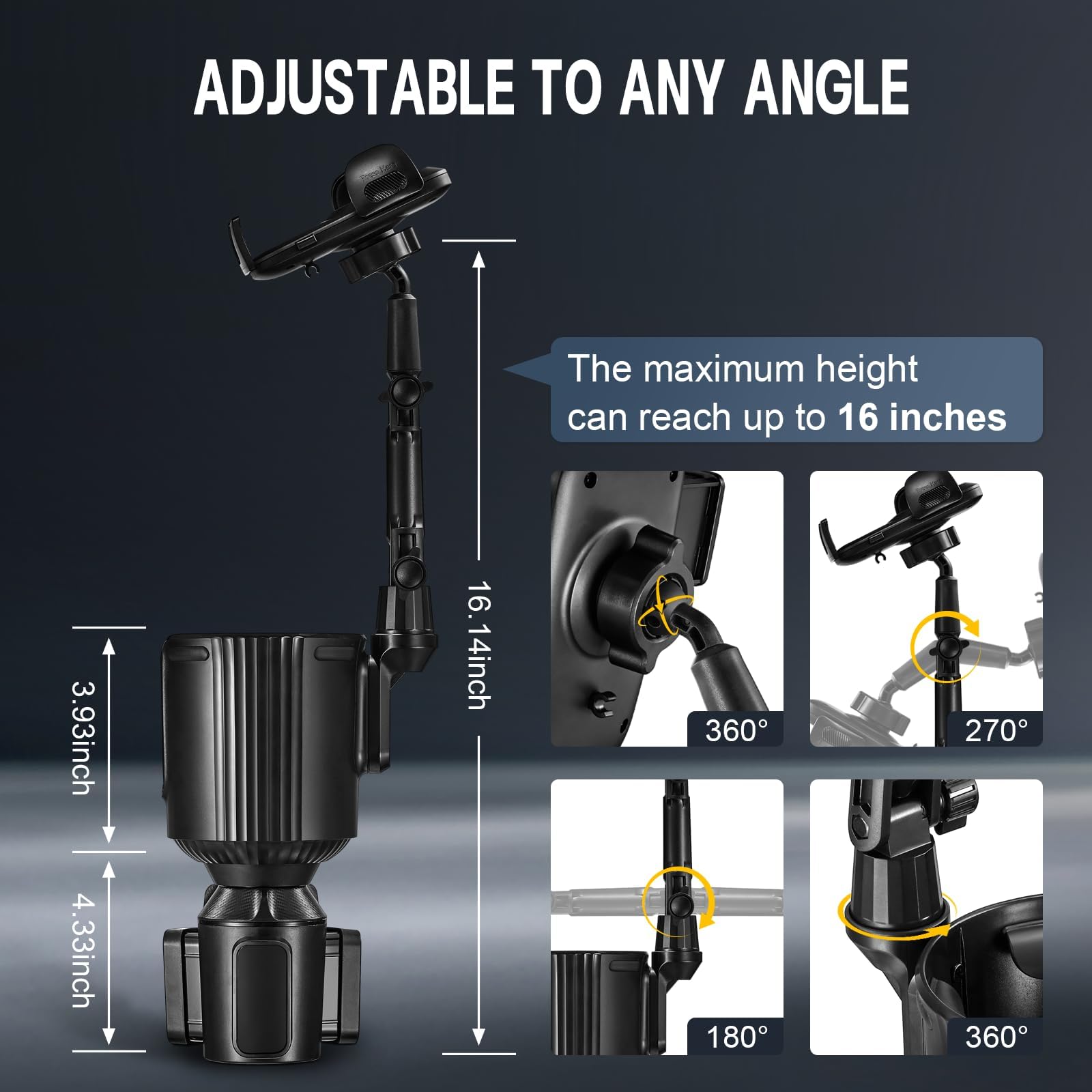 This Hill Upgraded Cup Holder Phone Mount, 2 In 1 Universal Adjustable Long Neck, Compatible With Iphone 14 Pro Max/Se/8/7/6, Sa