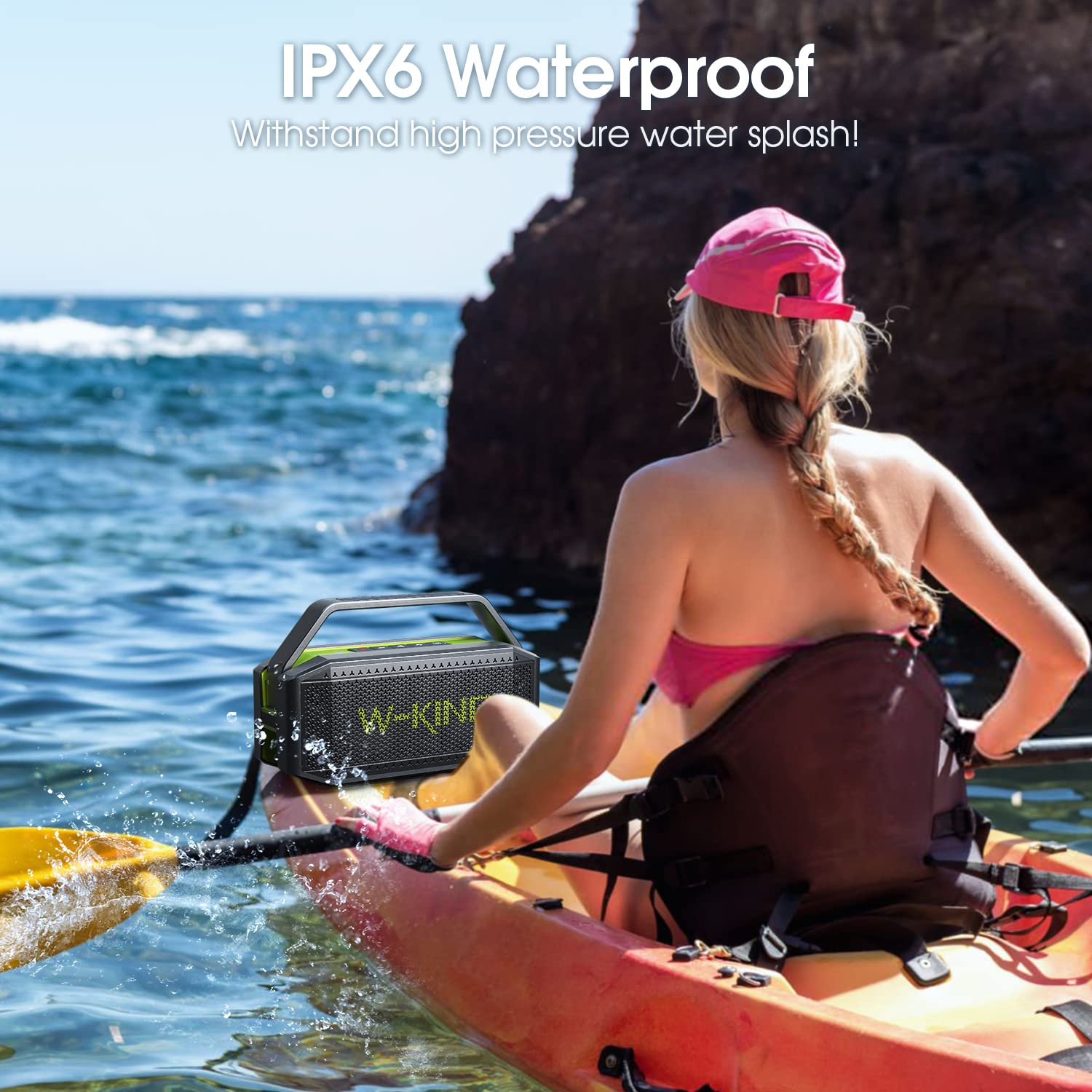 W King Portable Speakers Bluetooth Wireless, 100W Max Loud Stereo Sound With 2 Subwoofer, Ipx6 Waterproof Outdoor Speaker, Ex Large Passive Radiator  60W All Round Rich Bass, 40H/Eq/Powerbank/Tf/Aux
