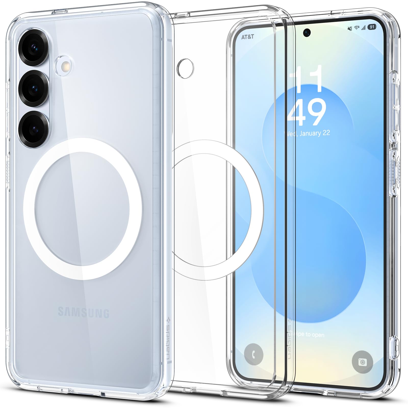 Spigen Ultra Hybrid MagFit Designed for Galaxy S25 Case [Qi2 Certified/Magnet for Galaxy] (2025) - Crystal Clear