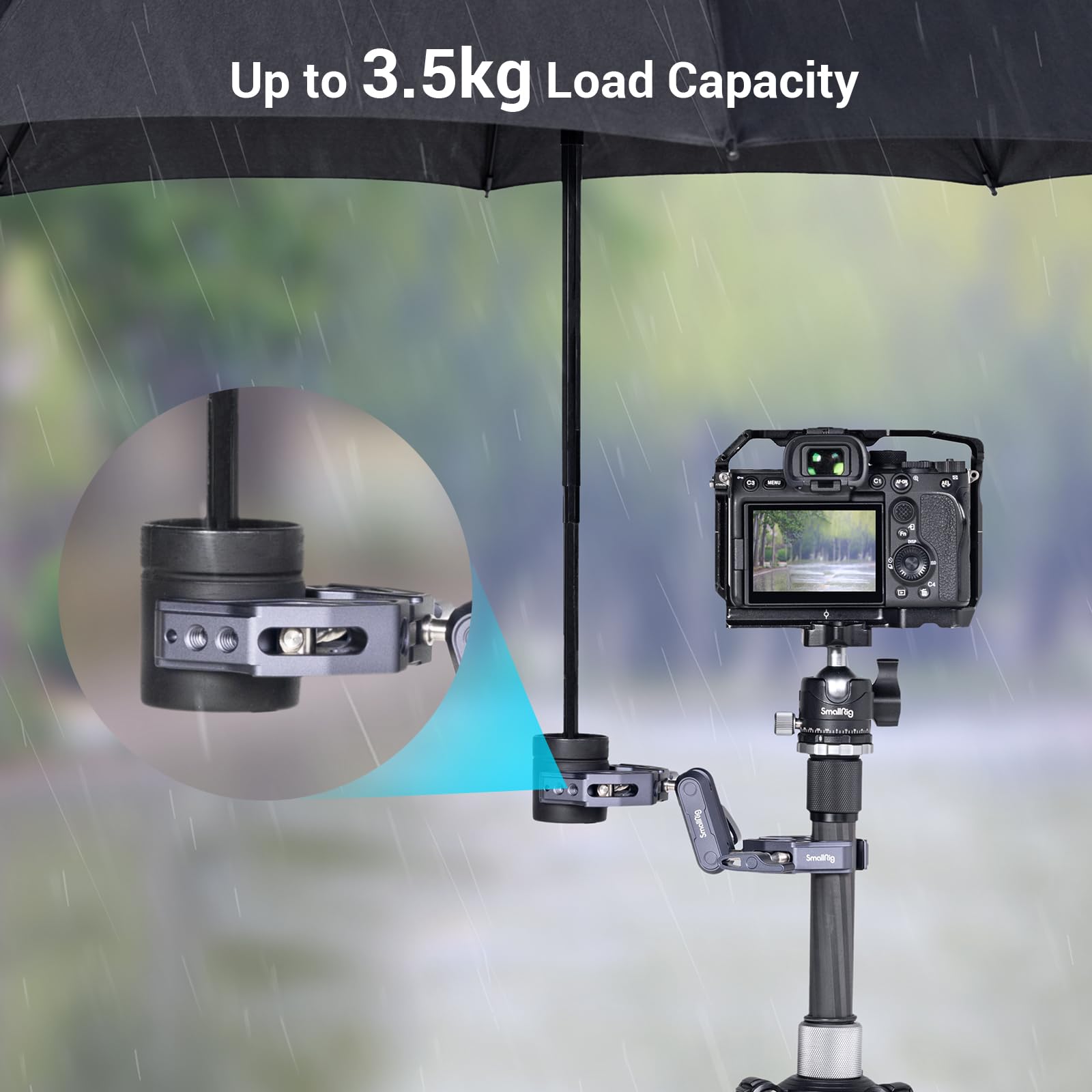 Smallrig Double Clamp Mount, Umbrella Clamp, Super Clamp Arm, For Chair, Pole, Tripod, C Stand, Handlebar, All Metal Max Load Ca