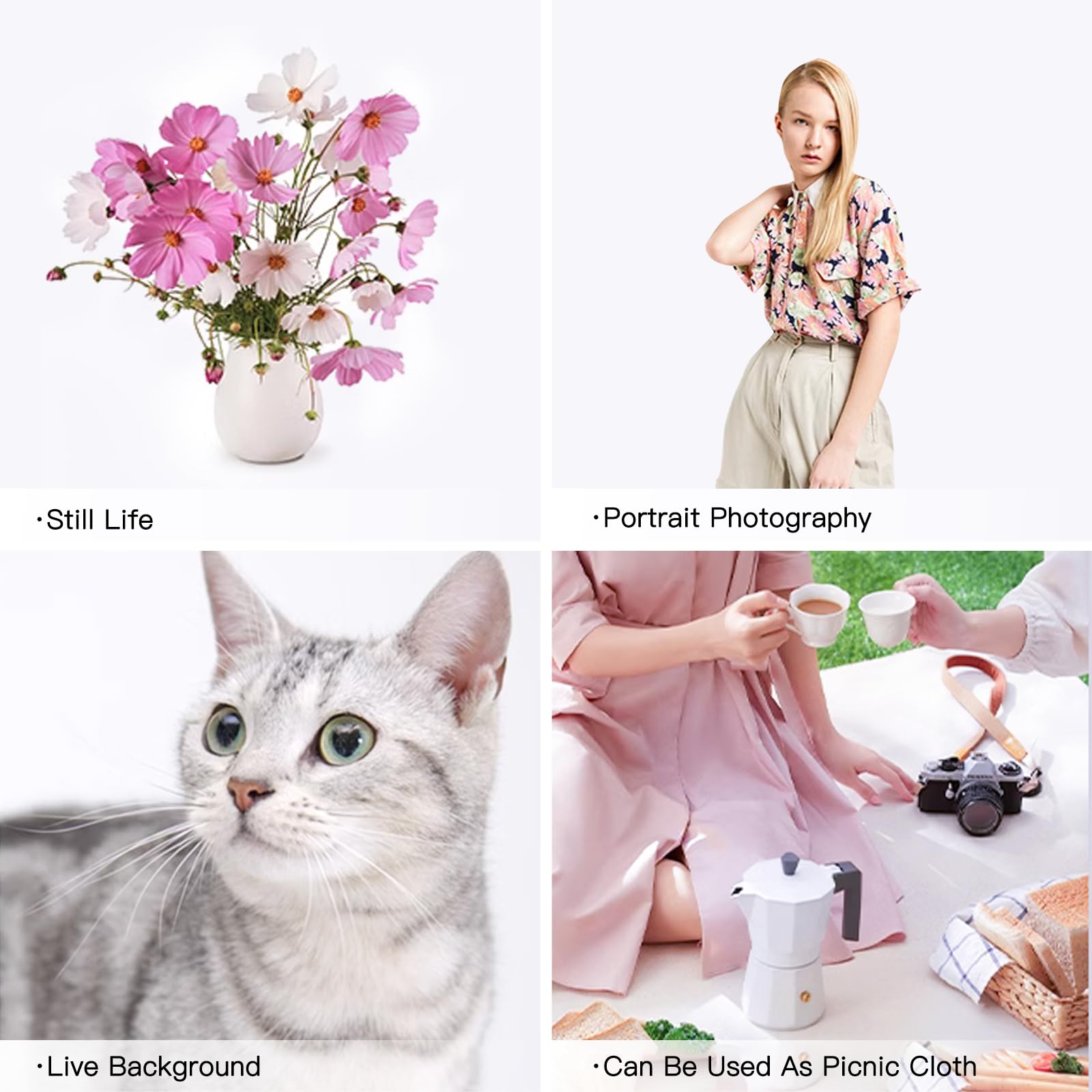 Beiyang White 10 X 20 Ft Large Screen Backdrop For Photography, Pure White Non Reflective Fabric Wrinkle Free Photo Background F