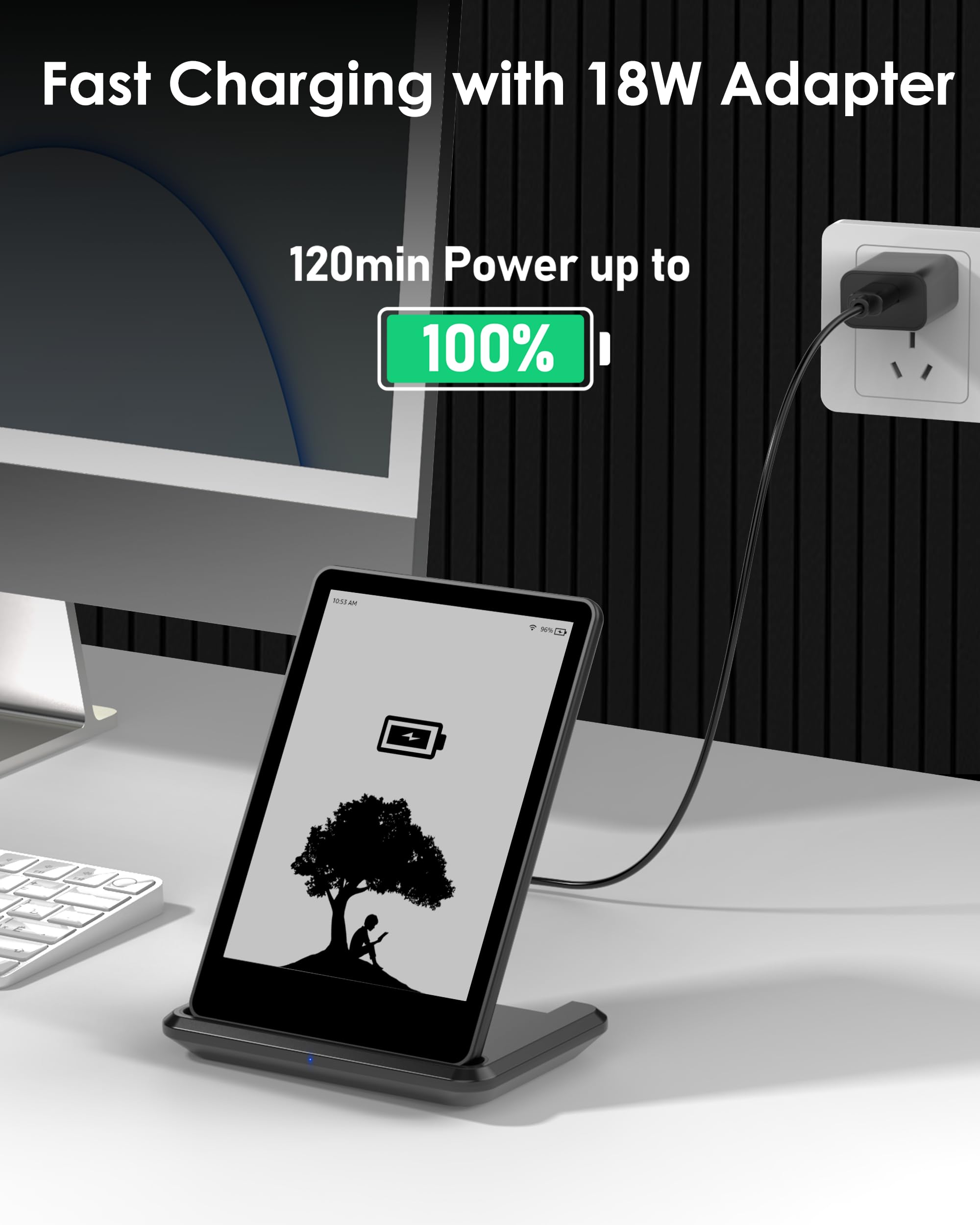 Foldable Wireless Charger Stand Compatible With Kindle Paperwhite Signature Edition And Samsung Phones, Wireless Charging Dock F