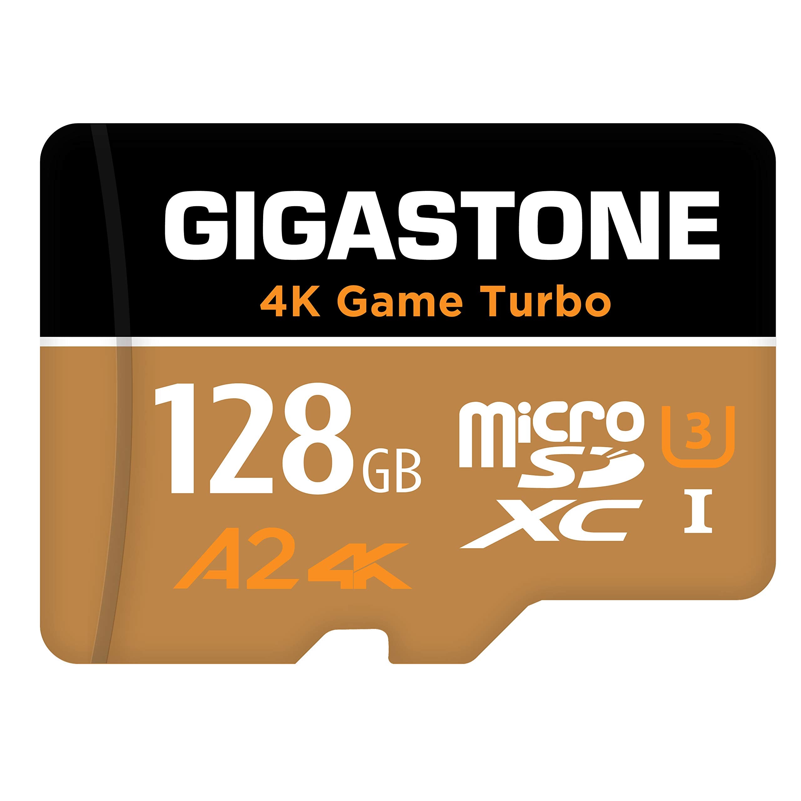 [5 Yrs Free Data Recovery] Gigastone 128GB Micro SD Card, 4K UHD Game Turbo, MicroSDXC Memory Card for Nintendo Switch, Read/Write 100/50 MB/s, DJI, GoPro, Action Camera, A2 V30, UHS I U3, C10