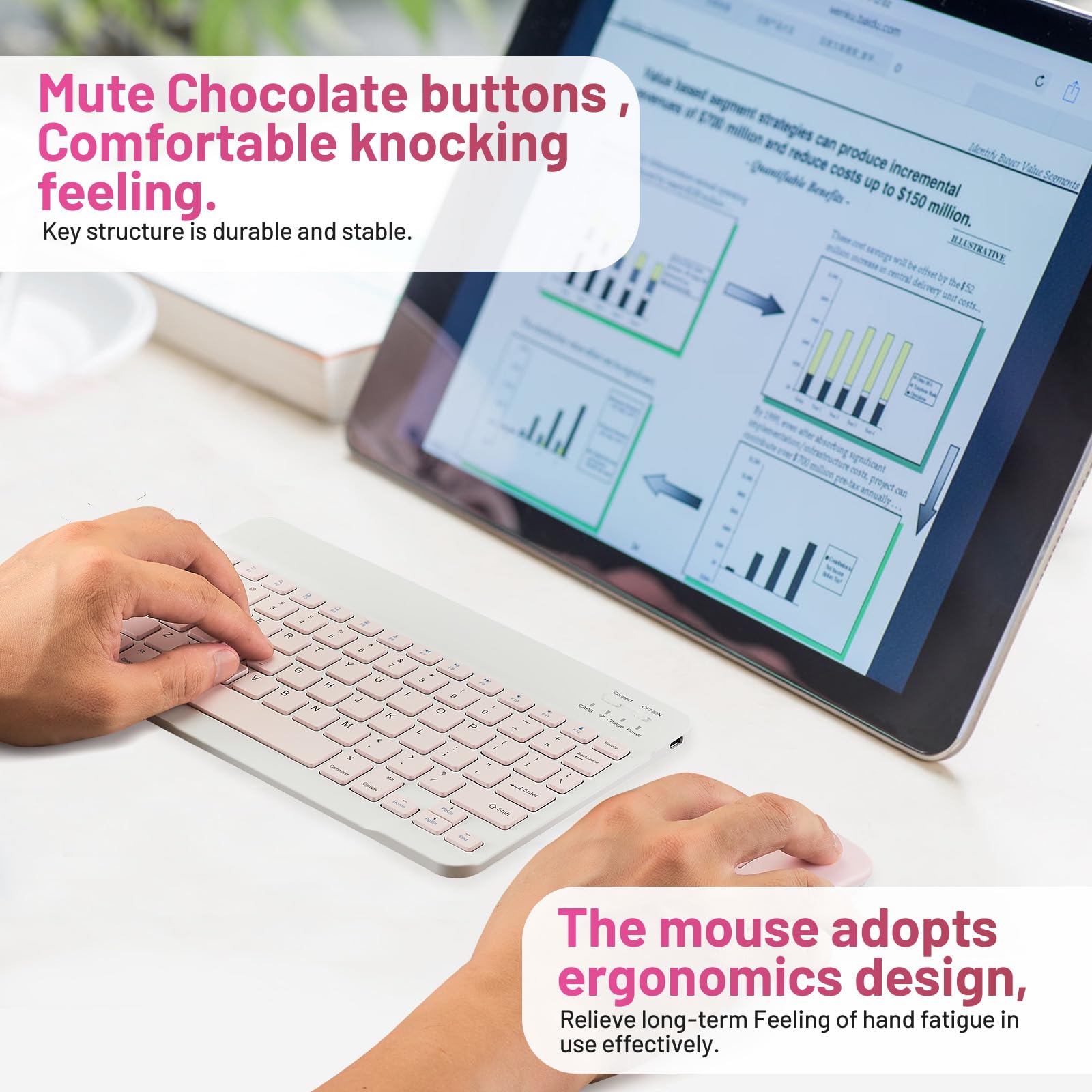 Bluetooth Keyboard And Mouse Combo Rechargeable Portable Wireless Keyboard Mouse Set For Apple Ipad Iphone Ios 13 And Above Sams