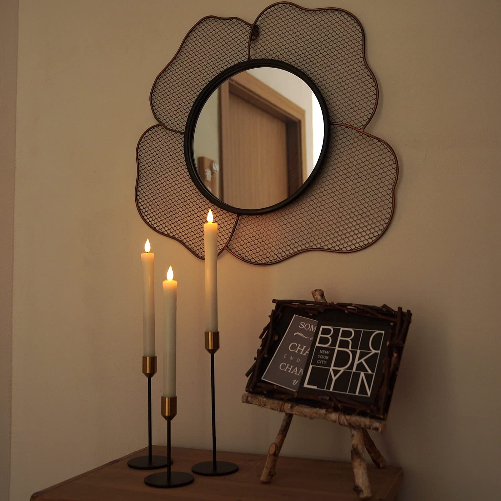 Homemory Real Wax Led Flameless Taper Candles With Timer, 9.6 Inches White Drip Candles For Fireplace, Christmas, Halloween