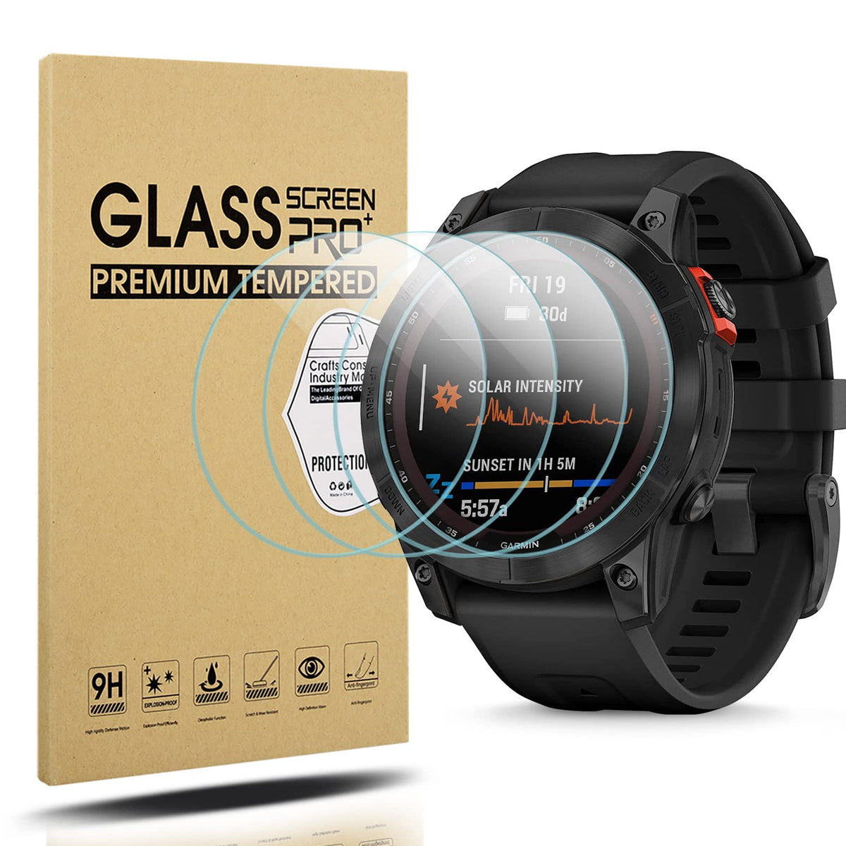 Suoman 4 Pack Screen Protector Tempered Glass For Garmin Fenix 7 47Mm,For Garmin Fenix 7/7 Solar/Fenix 7 Sapphire Solar 47Mm Scr