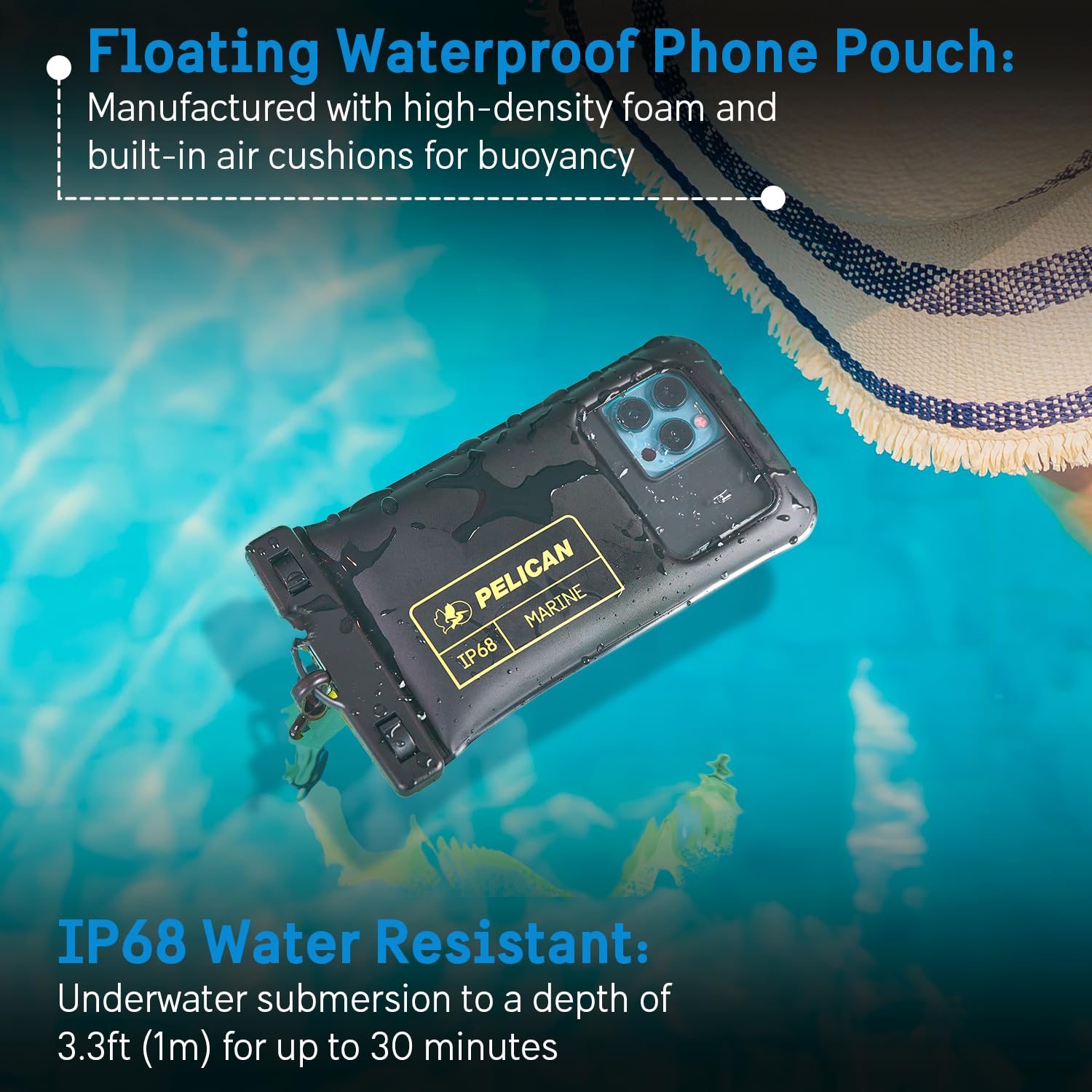 Pelican Marine   Ip68 Waterproof Phone Pouch (4 Pack Regular Size)   Floating Phone Case For Iphone 16 Pro Max/Iphone 15 Pro Max