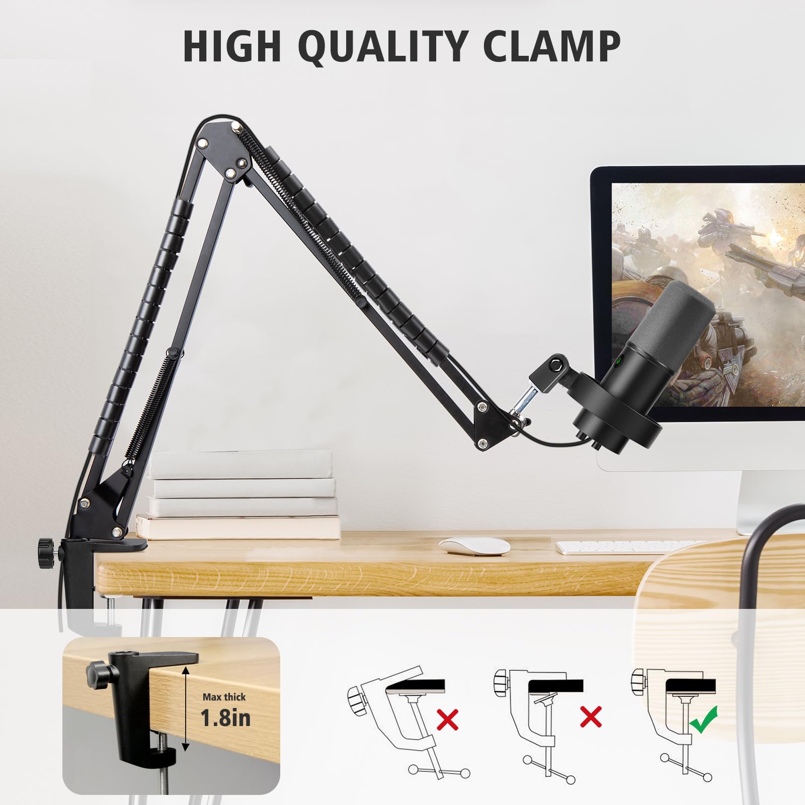 Sunmon Fifine K688 Boom Arm, Mic Stand Boom Arm Compatible With Fifine K688, Fifine Mic Boom Arm With 3/8'' To 5/8'' Screw Adapt