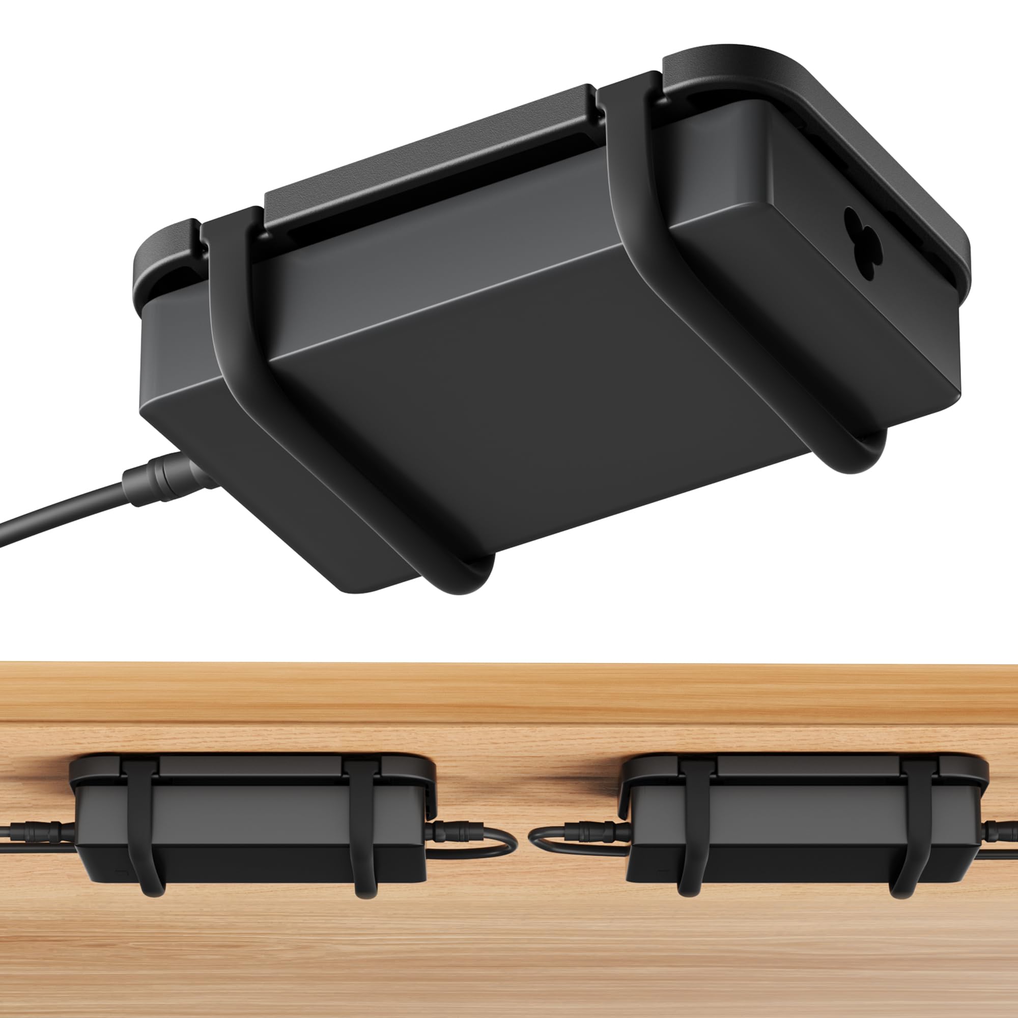 2 Pack Upgraded Laptop Charger Holder,Adjustable Silicone Strap Power Brick Organizer With Heat Dissipation,Under Desk Cable Man