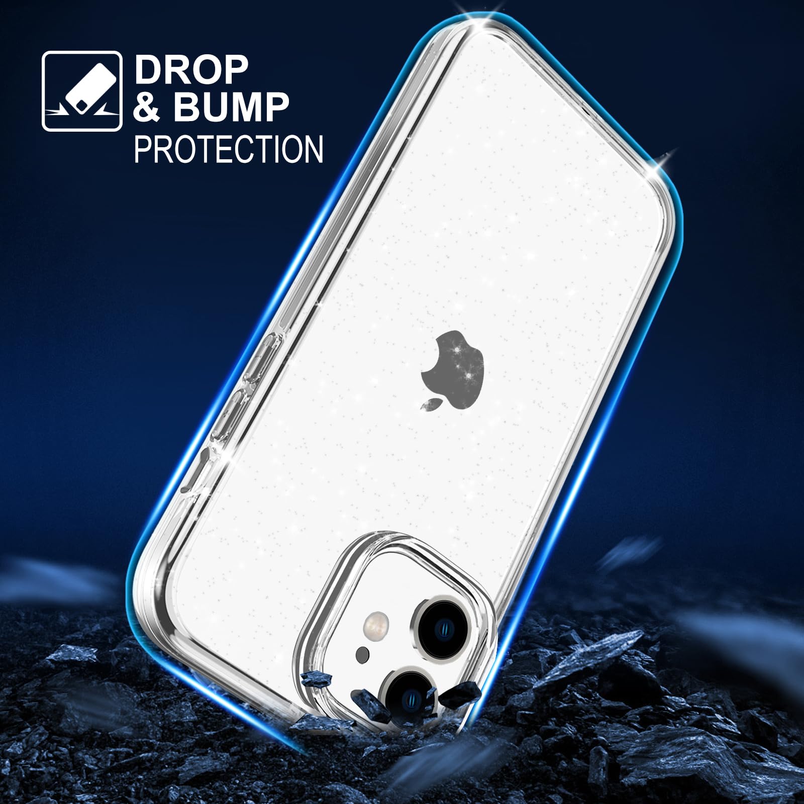 Tenoc Phone Case Compatible With Iphone 11, Glitter Case Clear Sparkling Protective Bumper Cute Cover For Girls Women