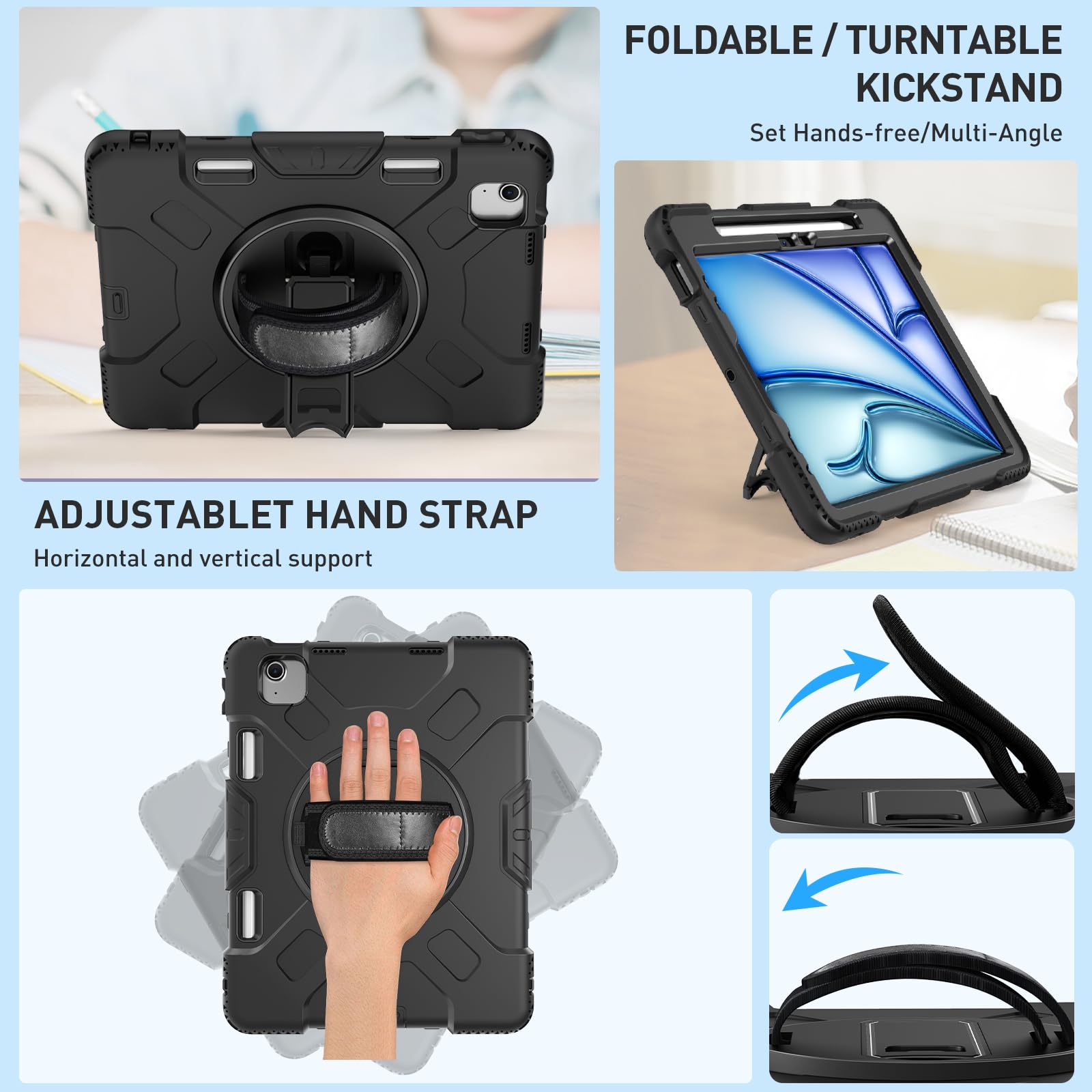 Supfives Case For Ipad Air 11 Inch 2025/2024 (7Th Gen),Ipad Pro 11 2022/2020,Ipad Air 10.9 With Screen Protector/Pencil Holder/R