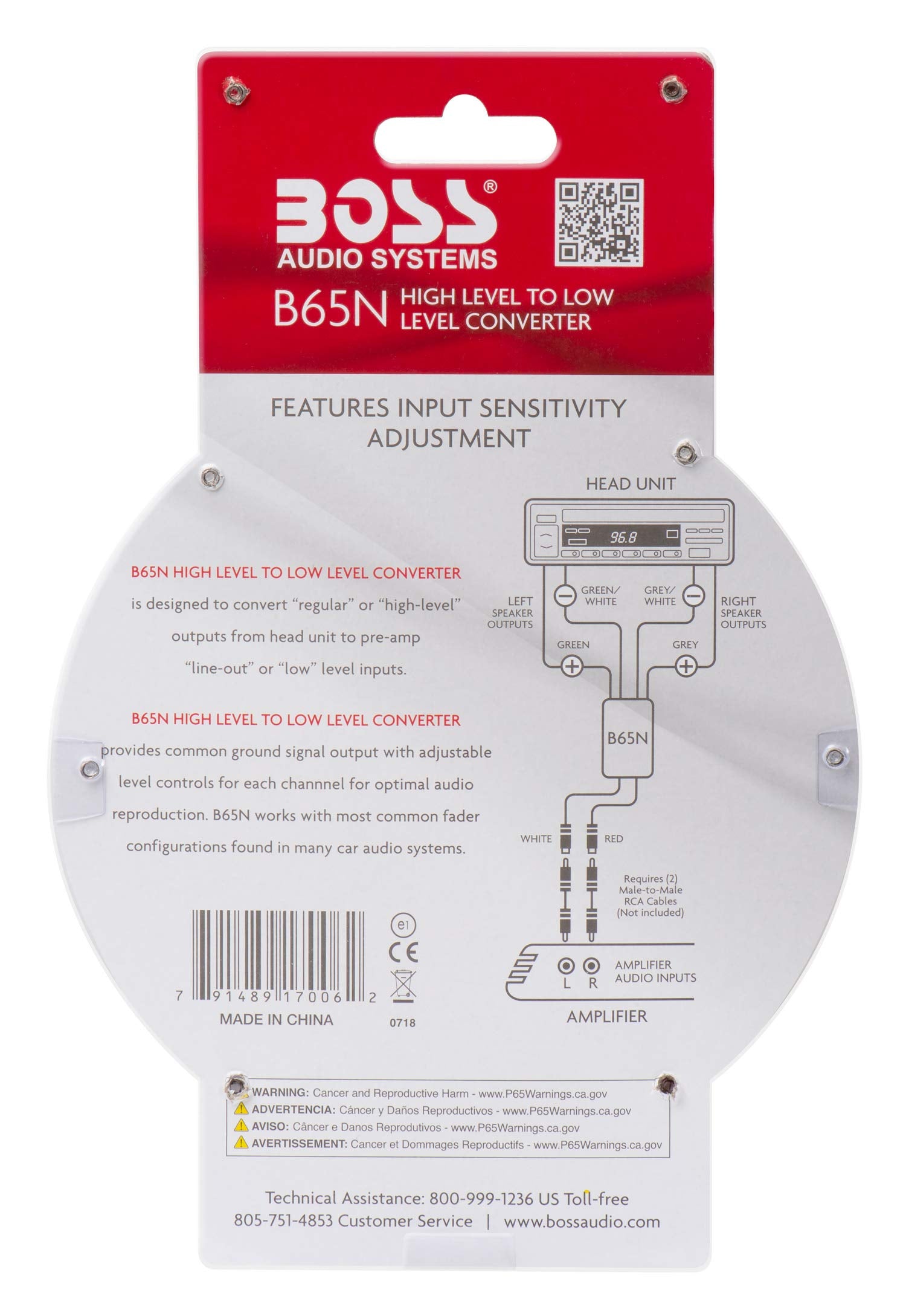 BOSS Audio Systems B65N High Level to RCA Converter Noise Filter Metal Silver