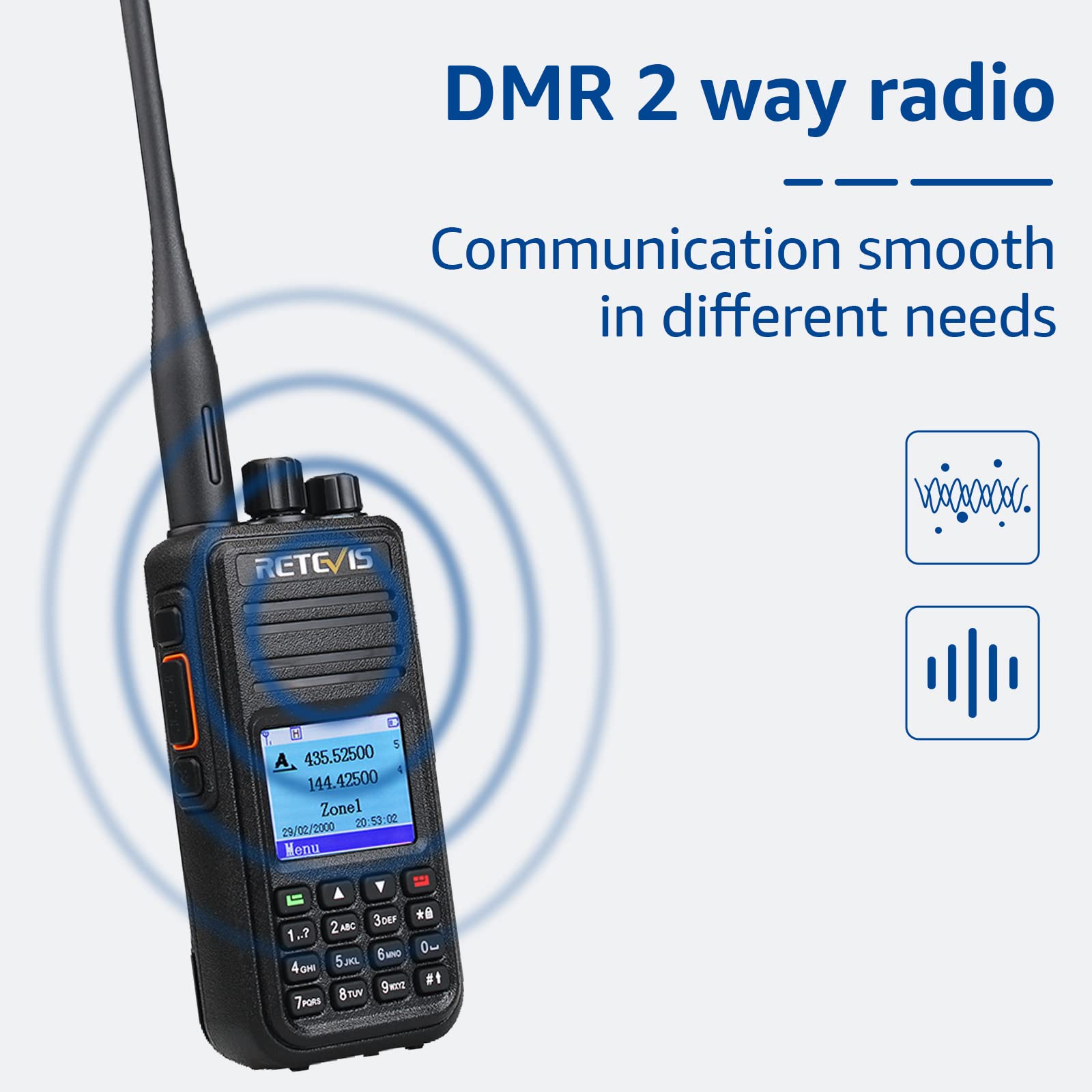 Retevis Rt3S Dmr Radio, Dual Band Ham Radio With Cable, Gps Aprs, Support Opengd77, 3000 Channels, 120K Contacts, 2000Mah Rechargeable, Long Range Handheld Walkie Talkies For Traveling Hiking