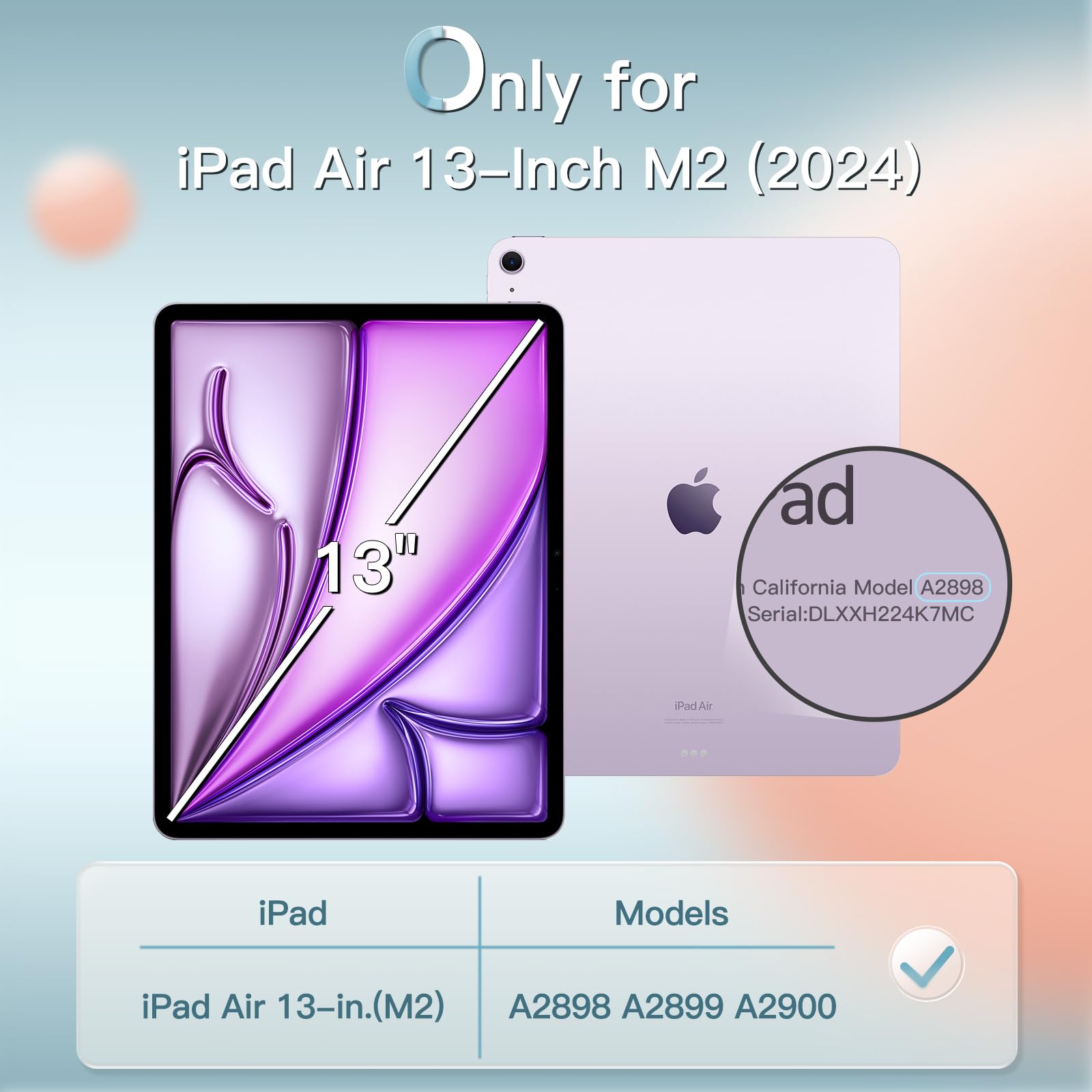 Jetech Case For Ipad Air 13-Inch M2 (2024), Slim Stand Hard Back Shell Smart Cover With Auto Wake/Sleep (Purple)