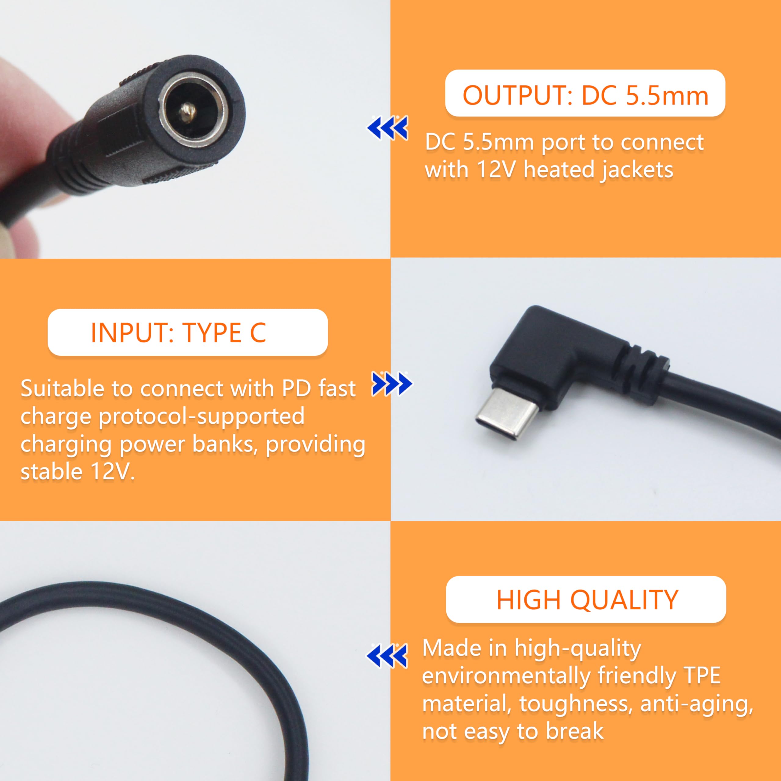 Wamlet Heated Jacket Charger Usb Voltage Step Up Dc Plug For Milwaukee, Dewalt, Snap On, Metabo, Revean, Craftsman, Aeg, Makita
