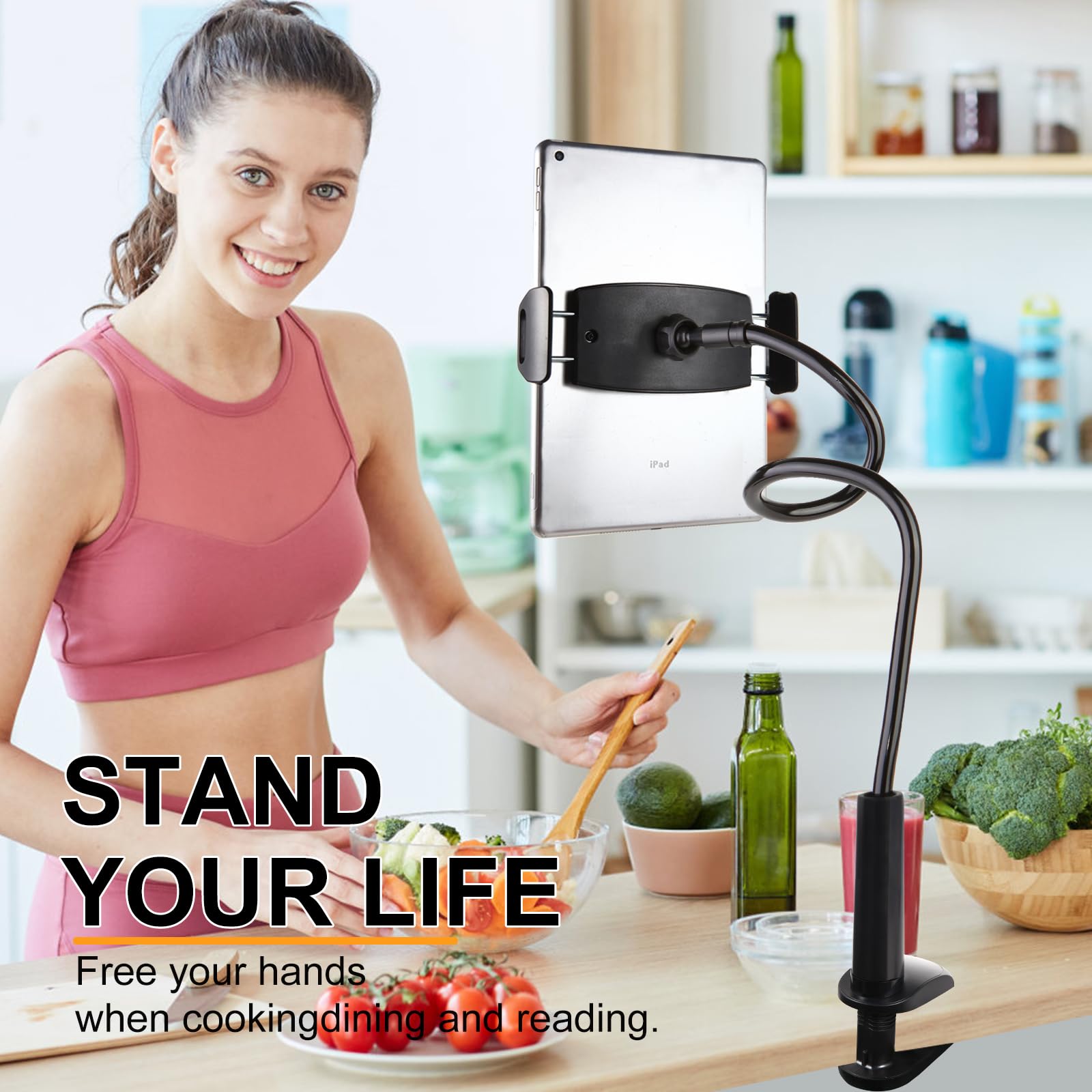 Zuyee Gooseneck Tablet Mount Cell Phone Holder For Bed 4.7 11'' Devices Ipad Clamp Stand Kindle Holder Flexible 30 Inch Arm Clip