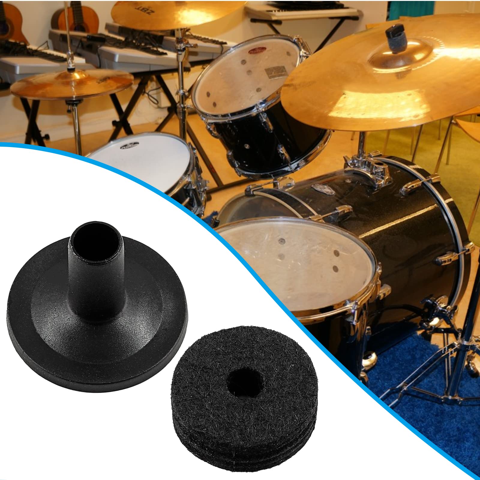 Jiozermi 21Pcs Cymbal Replacement Accessories, Cymbal Parts Include Felt Cymbal Sleeves With Base, Washers, Wing Nuts, Cymbal Fe
