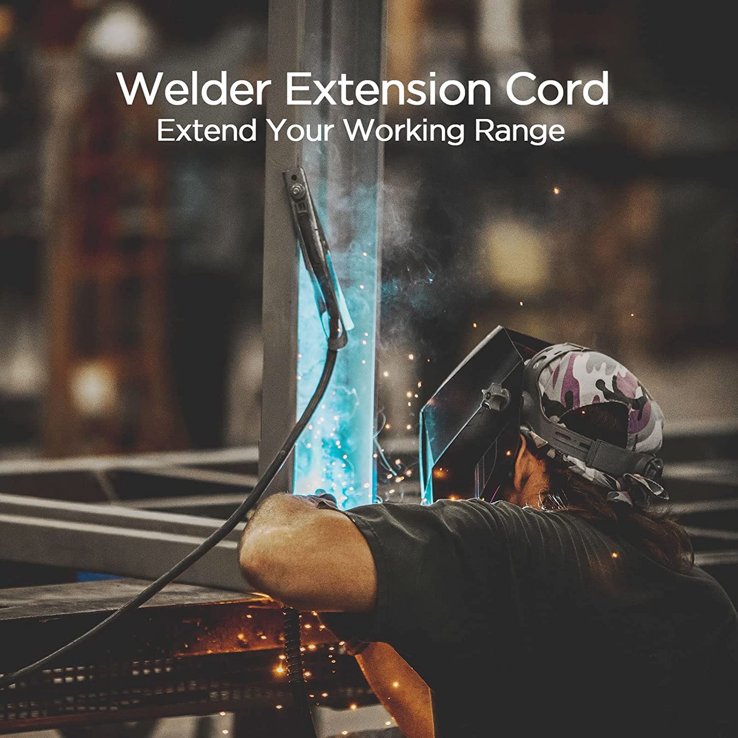 25Ft 220V 50Amp Welder Extension Cord, 8 Gauge Heavy Duty Industrial Nema 6 50 Welding Machine Cord With Lighted End For Mig Tig