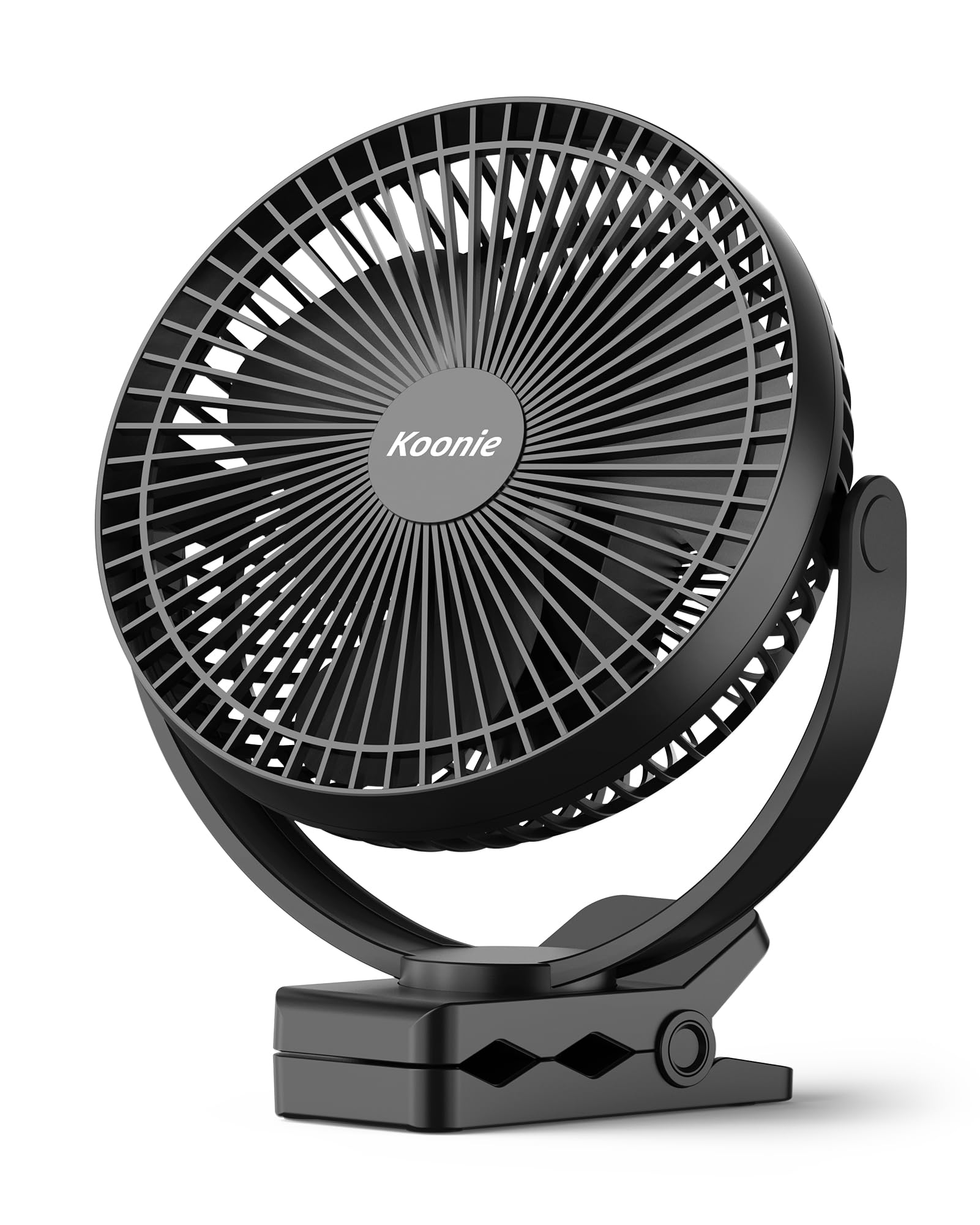 Koonie 10000Mah Clip On Fan Rechargeable, 8 Inch Battery Operated Desk Fan, Usb Fan With 4 Speeds, Strong Airflow Sturdy Clamp F