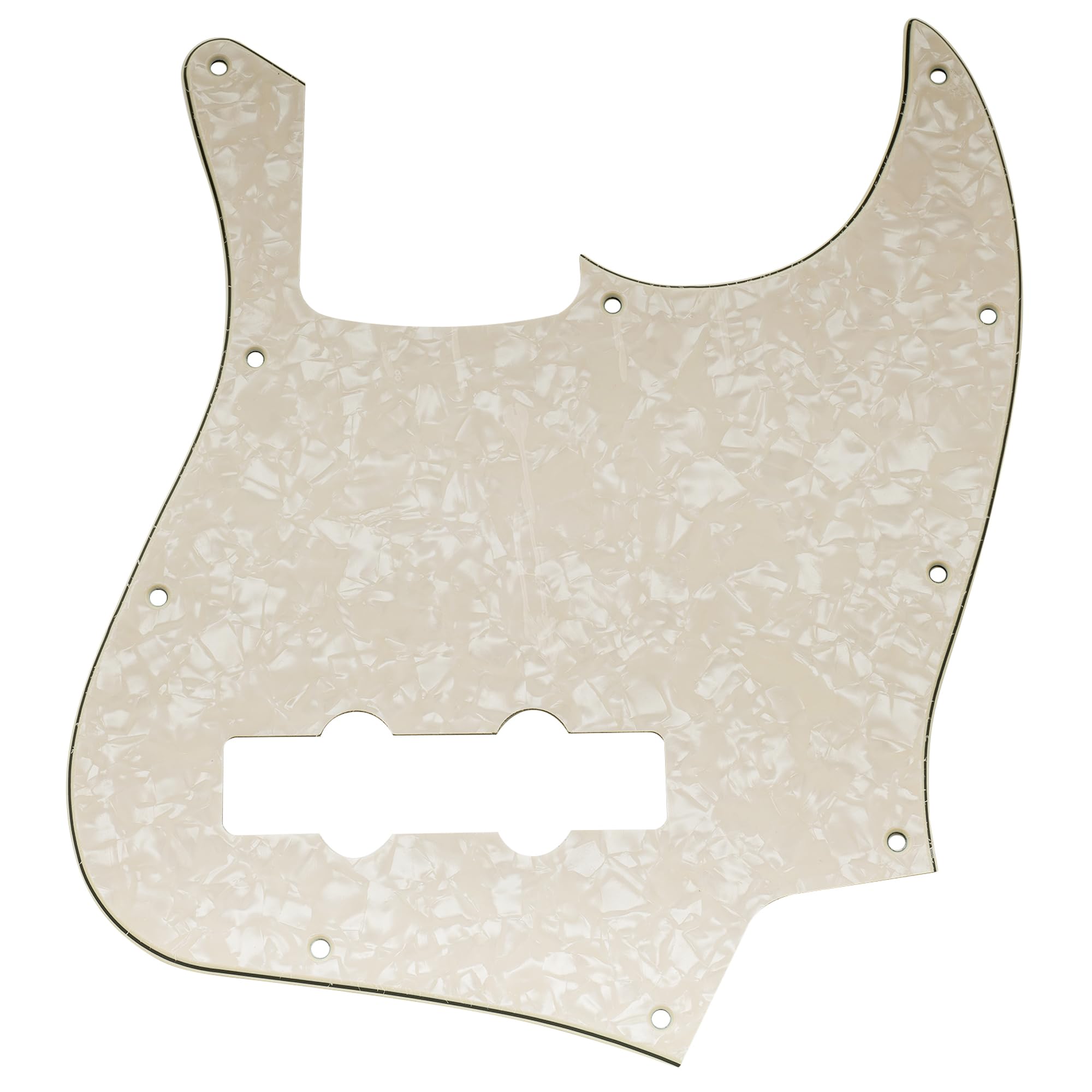 Musiclily 10 Hole Jazz Bass Pickguard J Bass Pick Guards for Fender USA/Mexican Made Standard Jazz Bass Guitar, 4Ply Parchment P