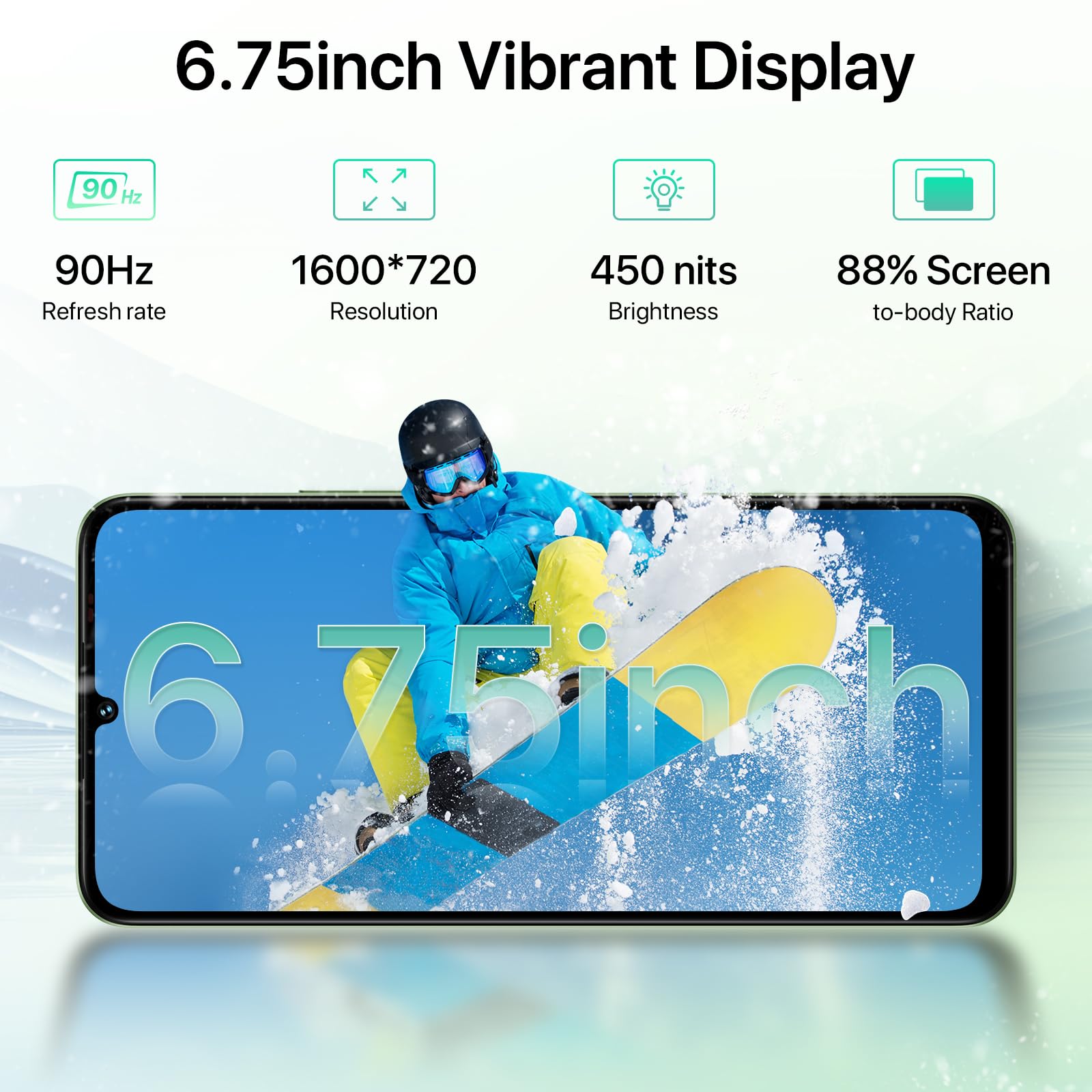 UMIDIGI G9X Unlocked Smartphone, 6.75 90Hz Display, Android 14, 5000mAh, 64GB Storage, Face ID, Black,