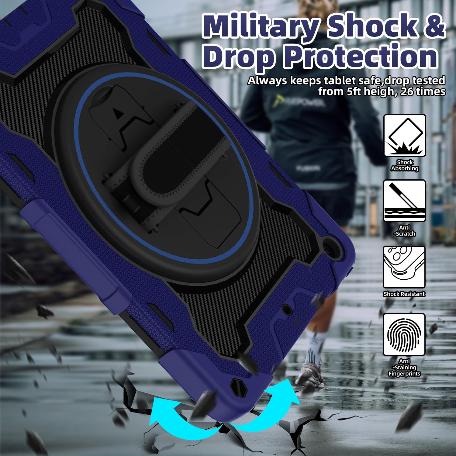 Rosrome Kids Boys Case For Ipad 10.2 Inch Ipad 9Th/8Th/7Th Generation 2021/2020/2019 With Screen Protector,Rotating Stand Hand S