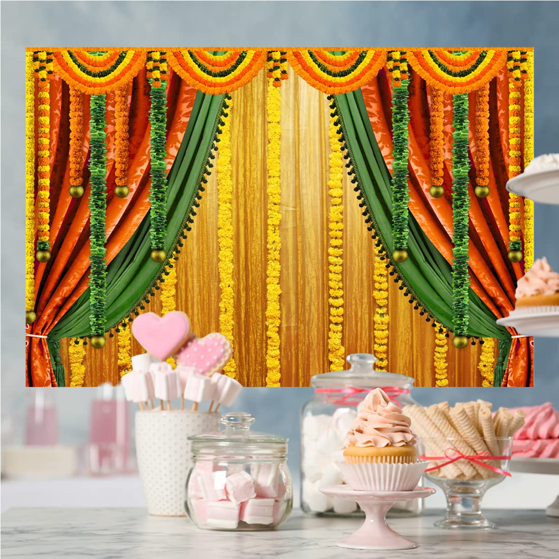 Lofaris India Pooja Photography Backdrop Puja Ganpati Pooja Traditional Mehndi Festival Background Diwali Decorations Wedding Pa