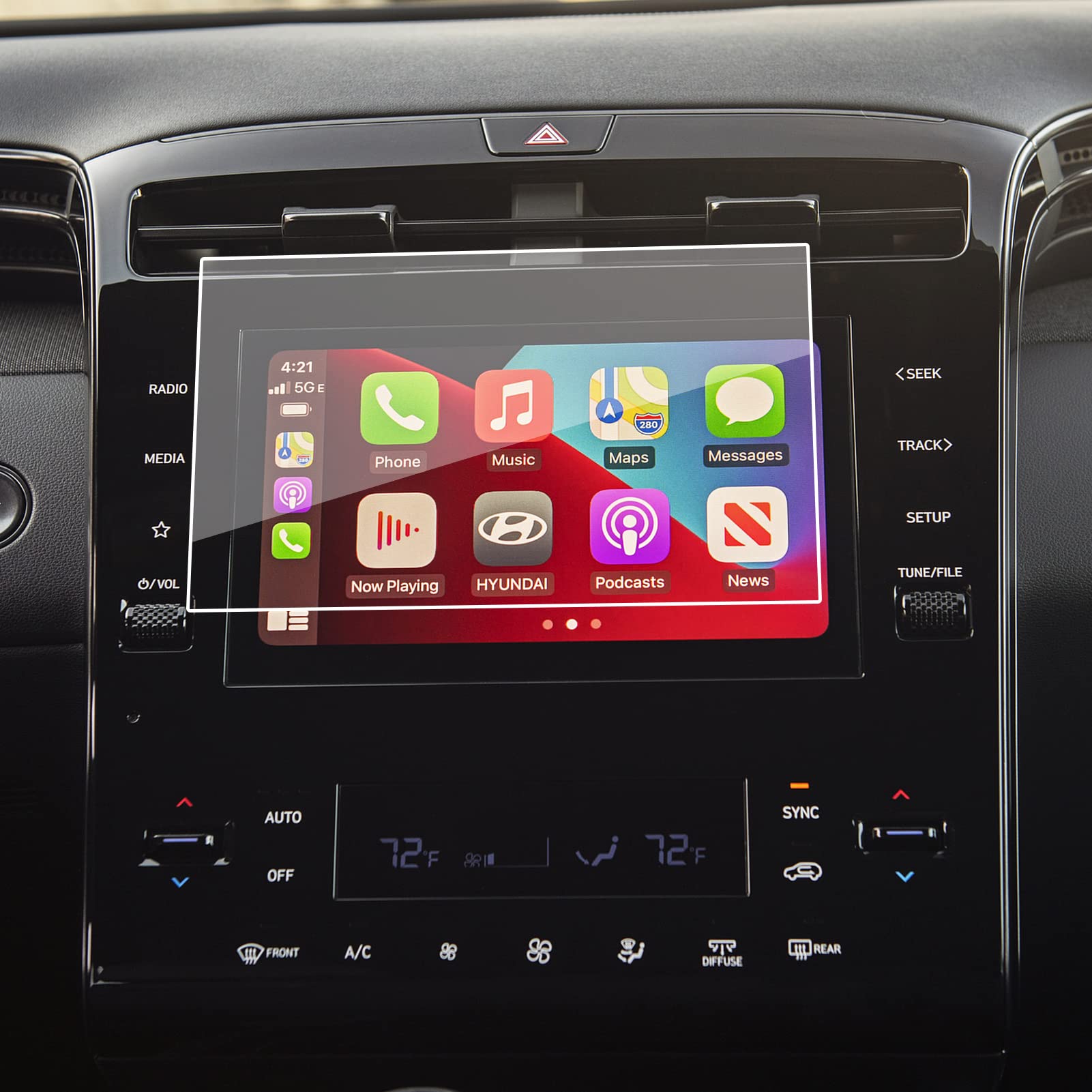 Ttcr Ii Compatible With 2022 2024 Hyundai Tucson Screen Protector Santa Cruz 8 Inch, Tempered Glass Touchscreen Protector 8 In For 2022 2024 Tucson Essentail/N Line/Se/Sel/Xrt And Santa Cruz