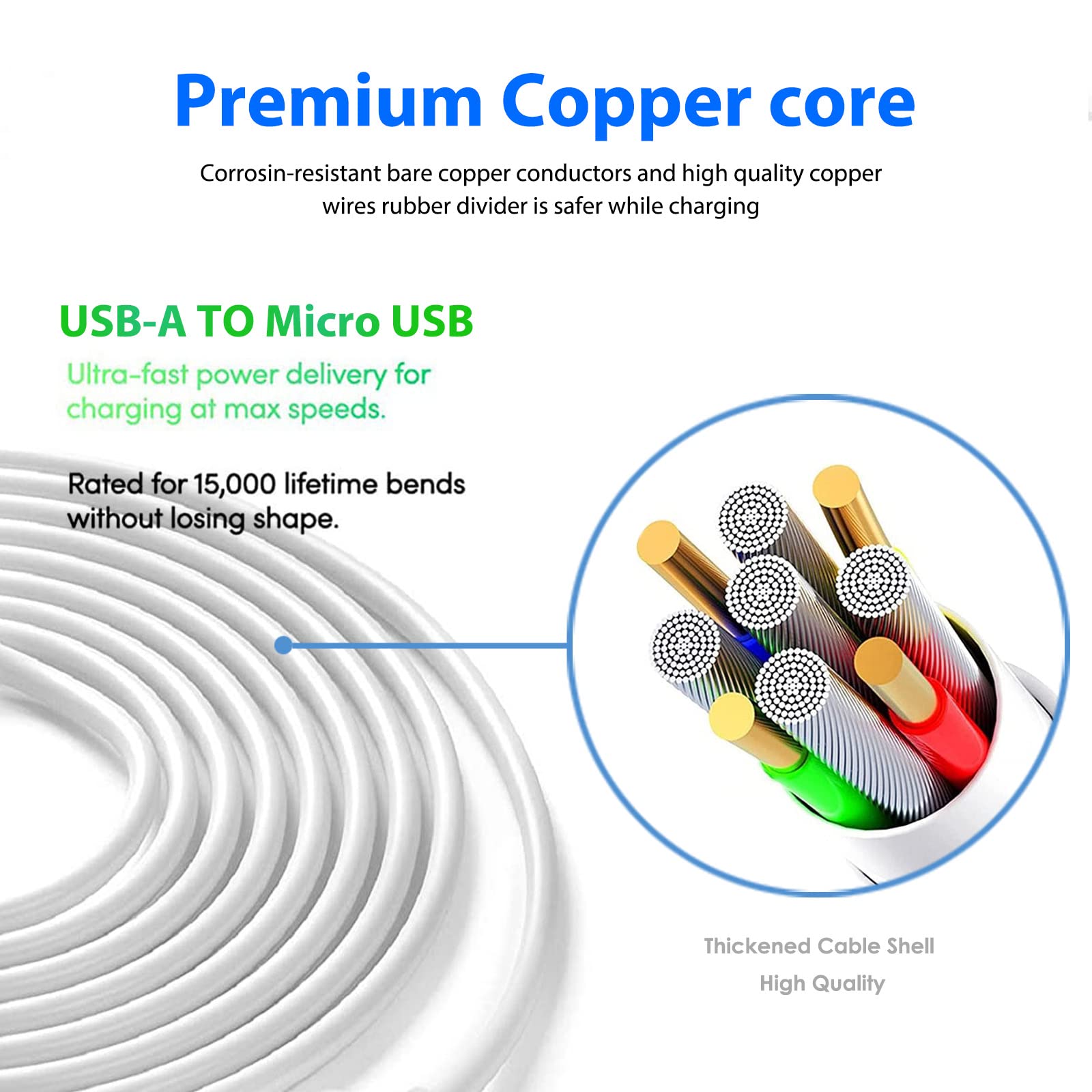 Ycwwzzh 5Ft Micro Usb Consumer Cellular Link Charger Charging Cable Cord Fit For Consumer Cellular Link Ii 2, Doro Phoneeasy 7050 626 824 618 610 680 605 612 615 Flip Cell Phone
