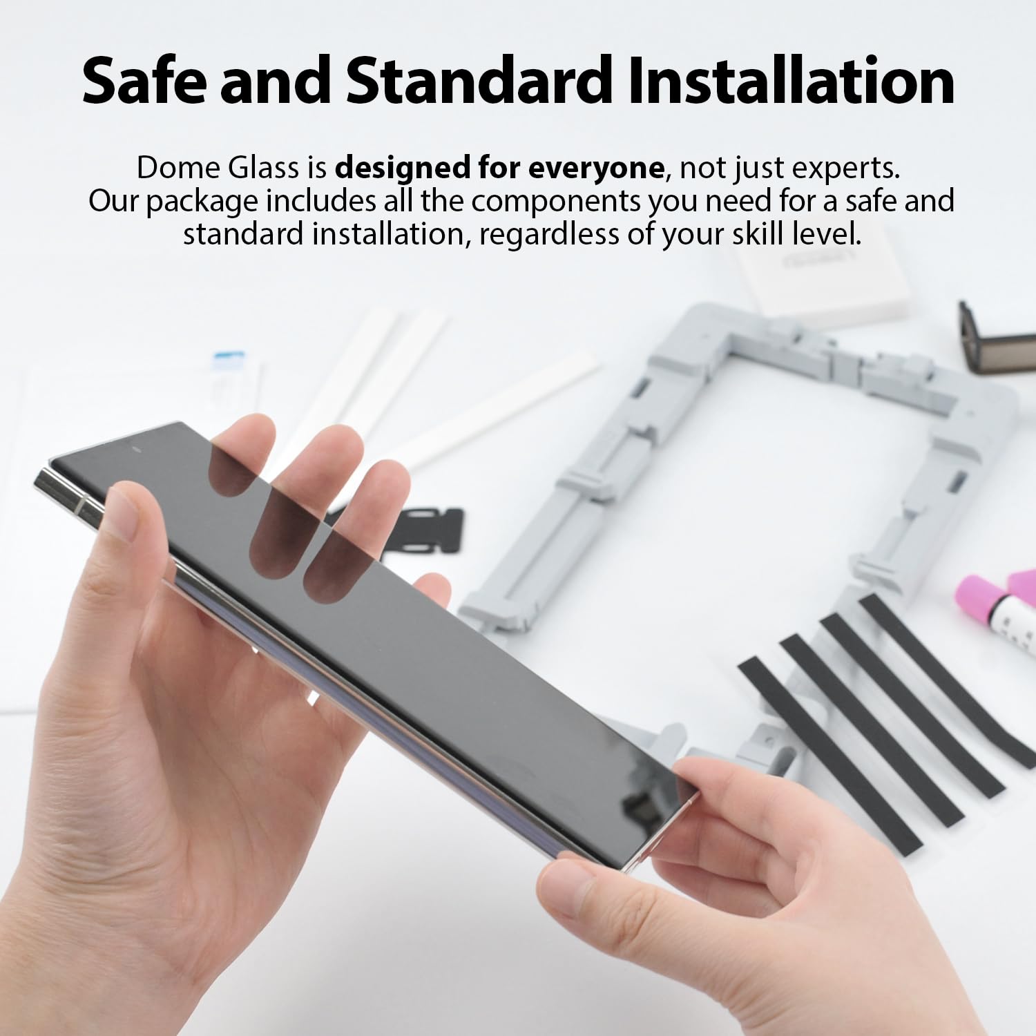 Dome Glass Whitestone Screen Protector Compatible With Galaxy S24 Ultra Uv Lamp [9H Tempered Glass, Bubble Free, Installation Ki