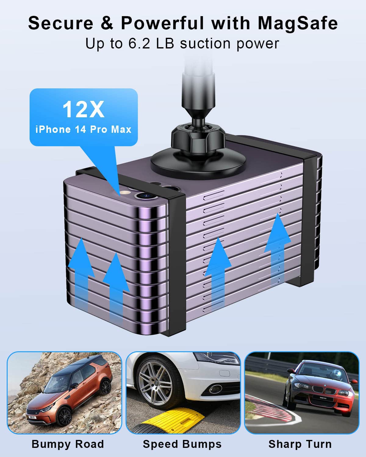 Superone For Magsafe Car Cup Holder Phone Mount, [20 Strongest Magnets] Adjustable Gooseneck Cup Phone Holder For Car Compatible