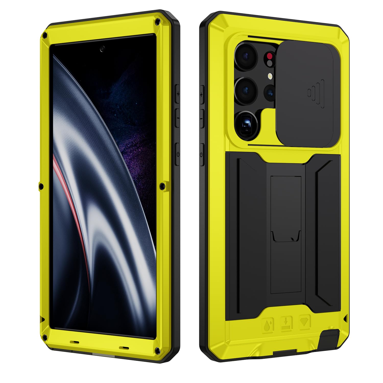 Samsung Galaxy S22 Ultra 5G Case, Aluminum Metal Gorilla Glass Shockproof Military Heavy Duty Sturdy Protector Cover Hard Case F