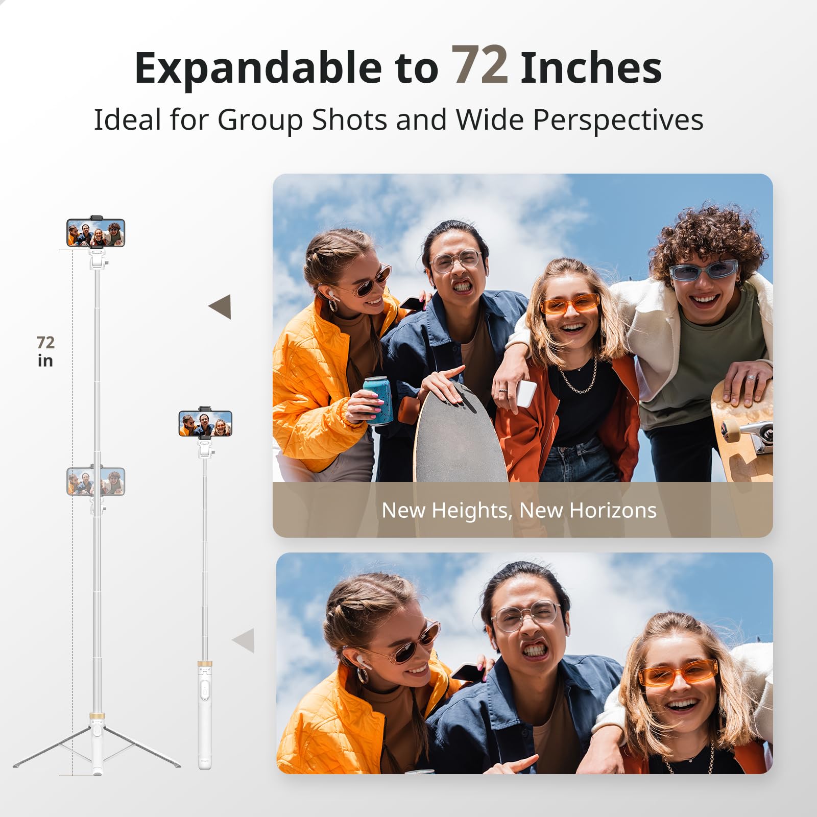 Sensyne 72'' Phone Tripod, Extendable Tripod For Iphone & Selfie Stick With Detachable Phone Holder & Wireless Remote, Iphone Tr