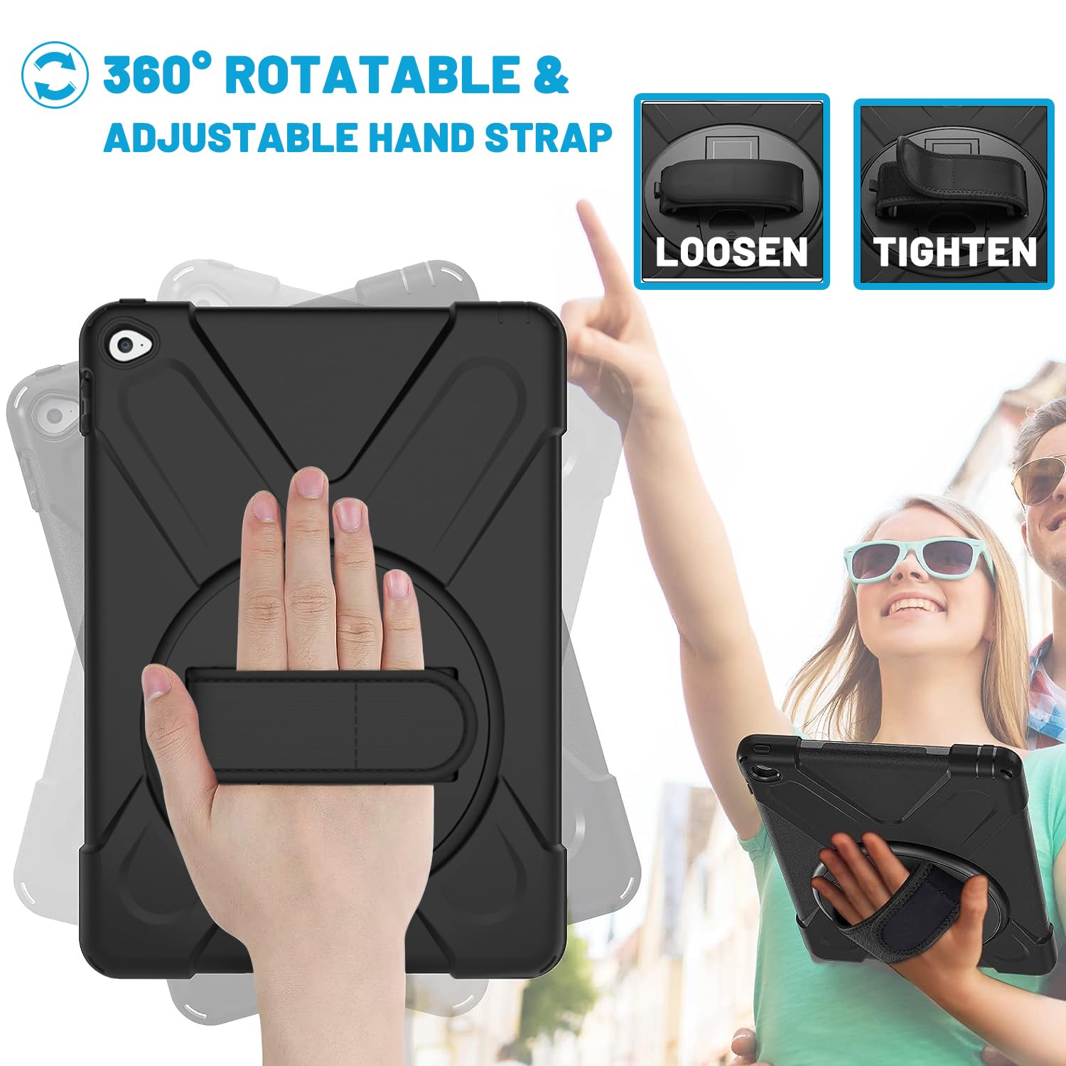 Dreamerx Ipad Air 2 Case 9.7 Inch 2014, Ipad Air 2 Generation Heavy Duty Shockproof Silicone Protective Cover W/ 360 Degree Rota